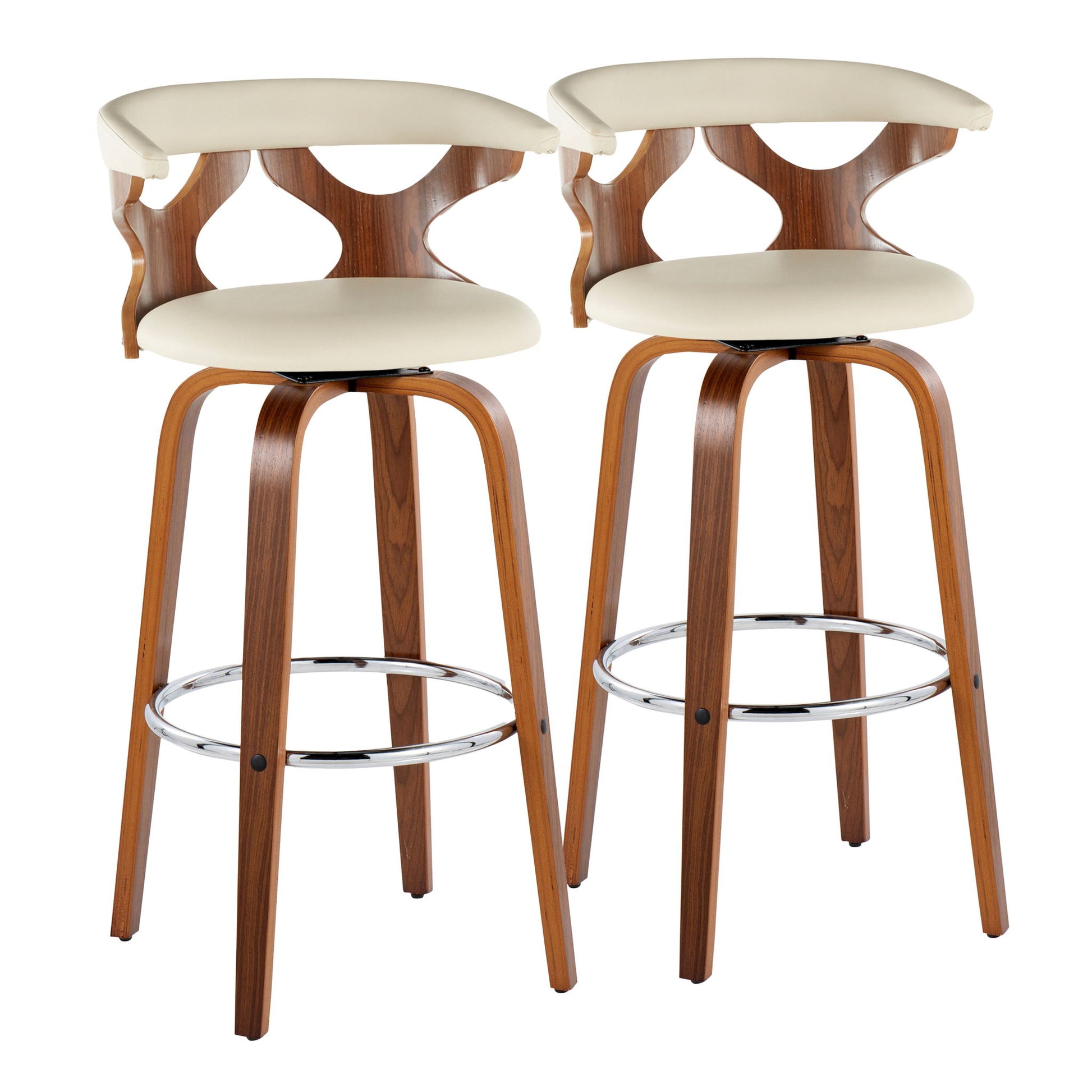 Gardenia - Mid Century Modern Fixed Height Barstool With Swivel With Round Footrest (Set of 2) - Best Buy Furniture