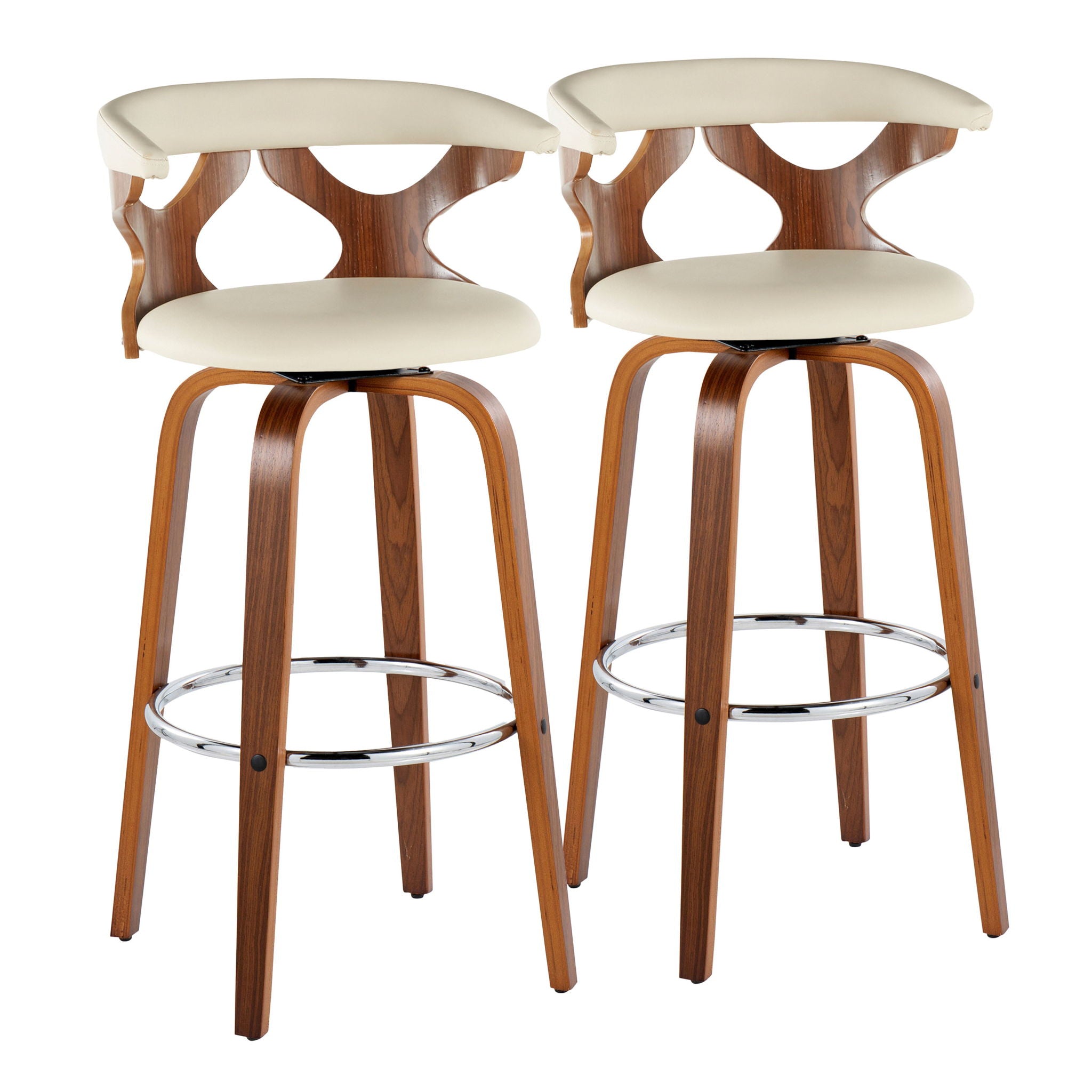 Gardenia - Mid Century Modern Fixed Height Barstool With Swivel With Round Footrest (Set of 2) - Best Buy Furniture