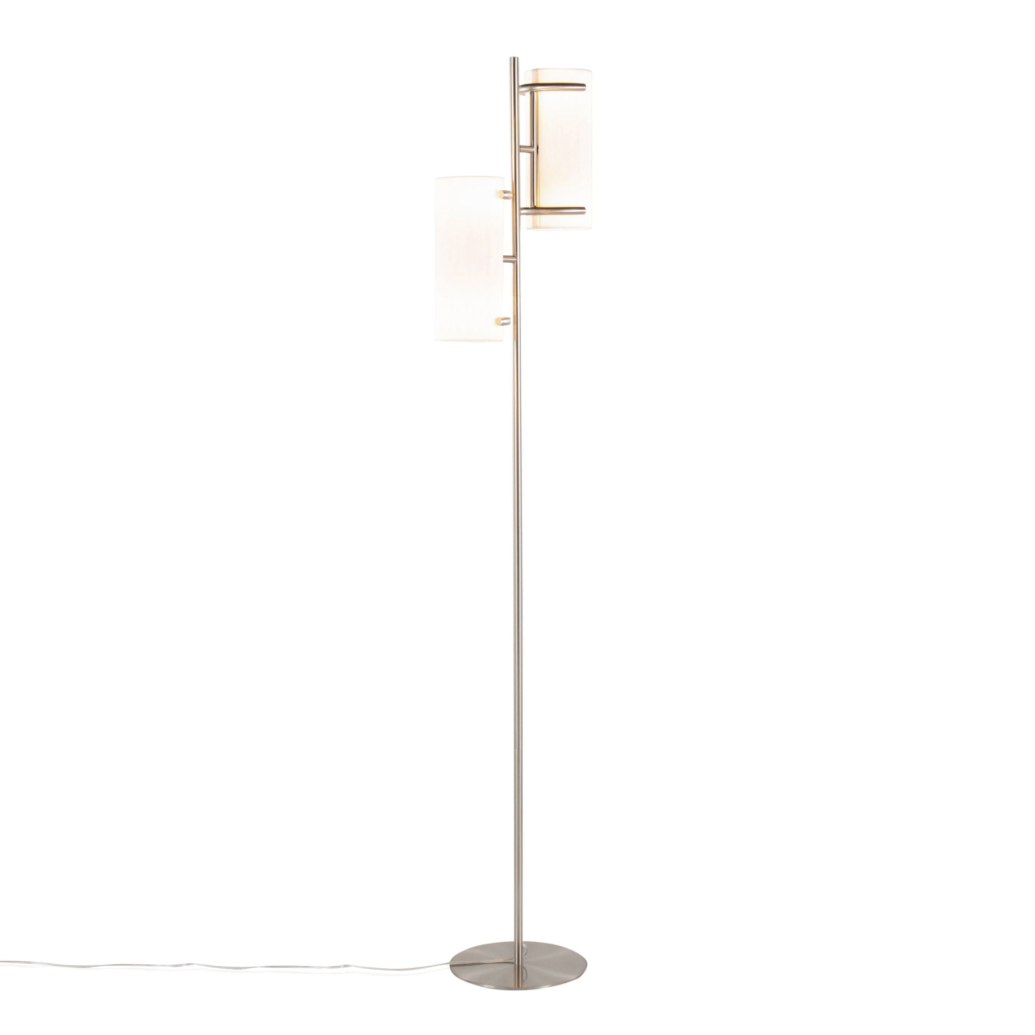 Rhonda - Contemporary / Glam Floor Lamp - Nickel / White - Best Buy Furniture