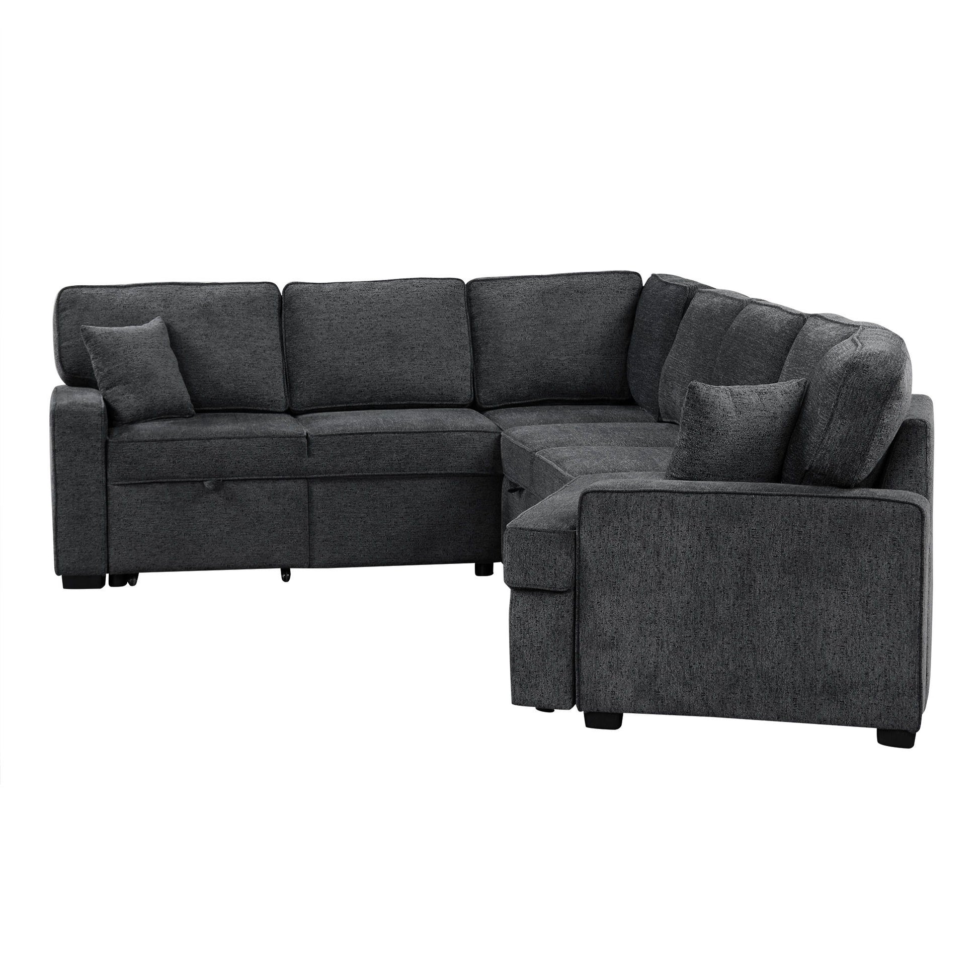 L-Shaped Sofa Sectional Sofa Couch Pull-Out Sofa Bed With Charging Devices And Cup Holders For Living Room - Best Buy Furniture