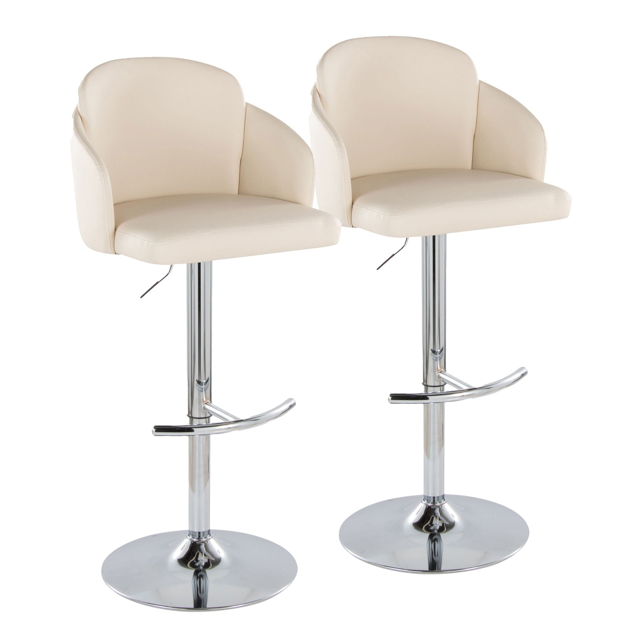 Dahlia - Contemporary Adjustable Barstool With Swivel With Rounded T Footrest (Set of 2) - Best Buy Furniture