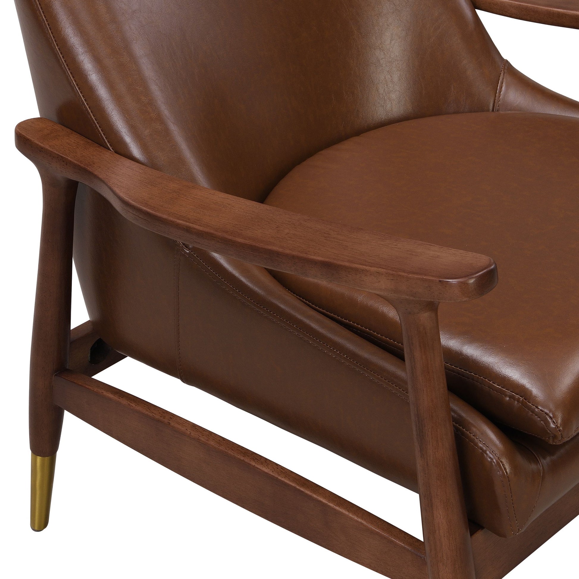 Mid - Century Accent Chair With Cushioned Seat, Brass Tipped Legs - Best Buy Furniture