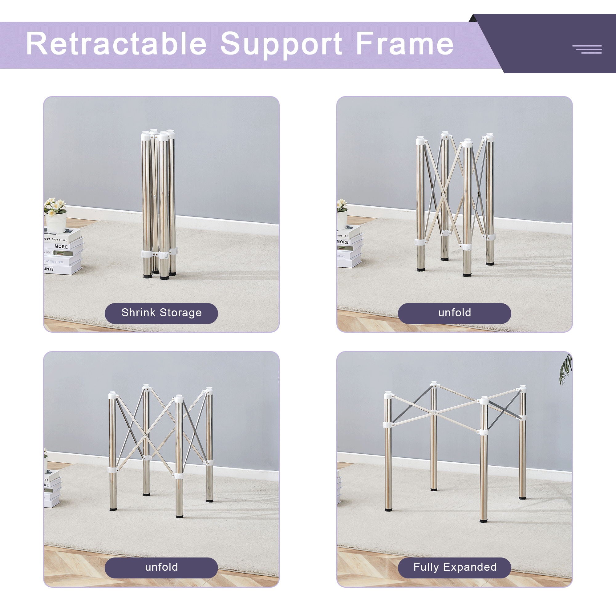 Simple Silver Stainless Steel Folding Table Frame Multifunctional Space Saving Design.Separate Folding Table Legs That Can Be Paired With Various Sizes And Styles Of Tabletops - Silver - Best Buy Furniture