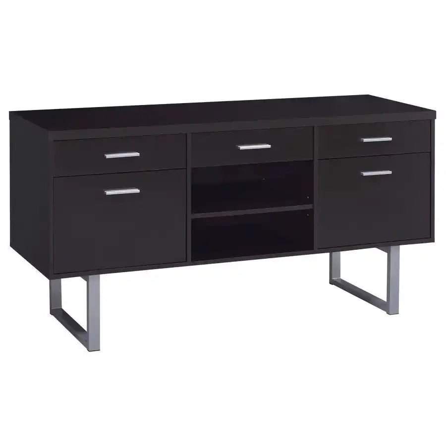 Lawtey - 5-Drawer Home Office Storage Credenza - Cappuccino - Best Buy Furniture