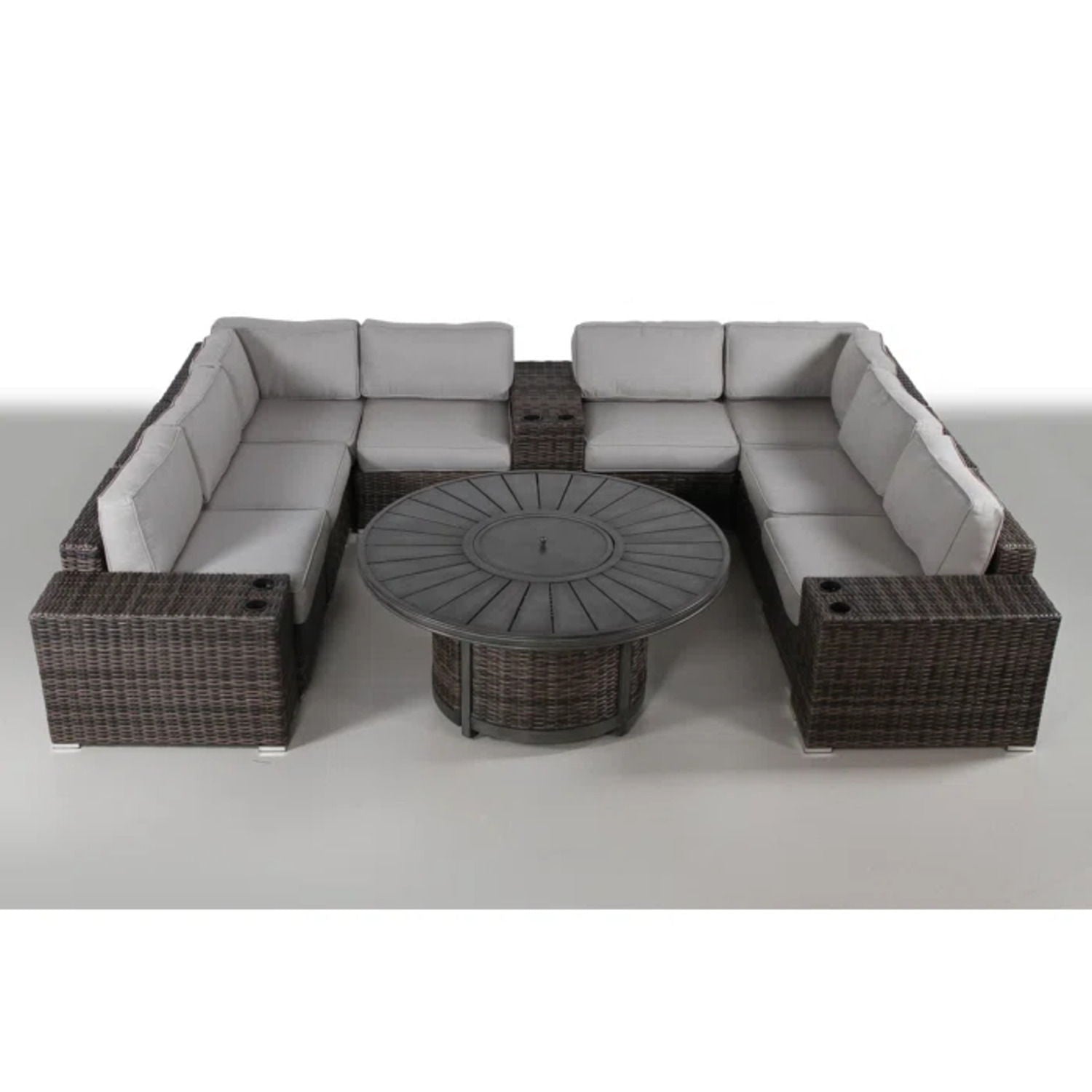 Patio Seating Group With Cushions And Fire Pit - Espresso - Best Buy Furniture