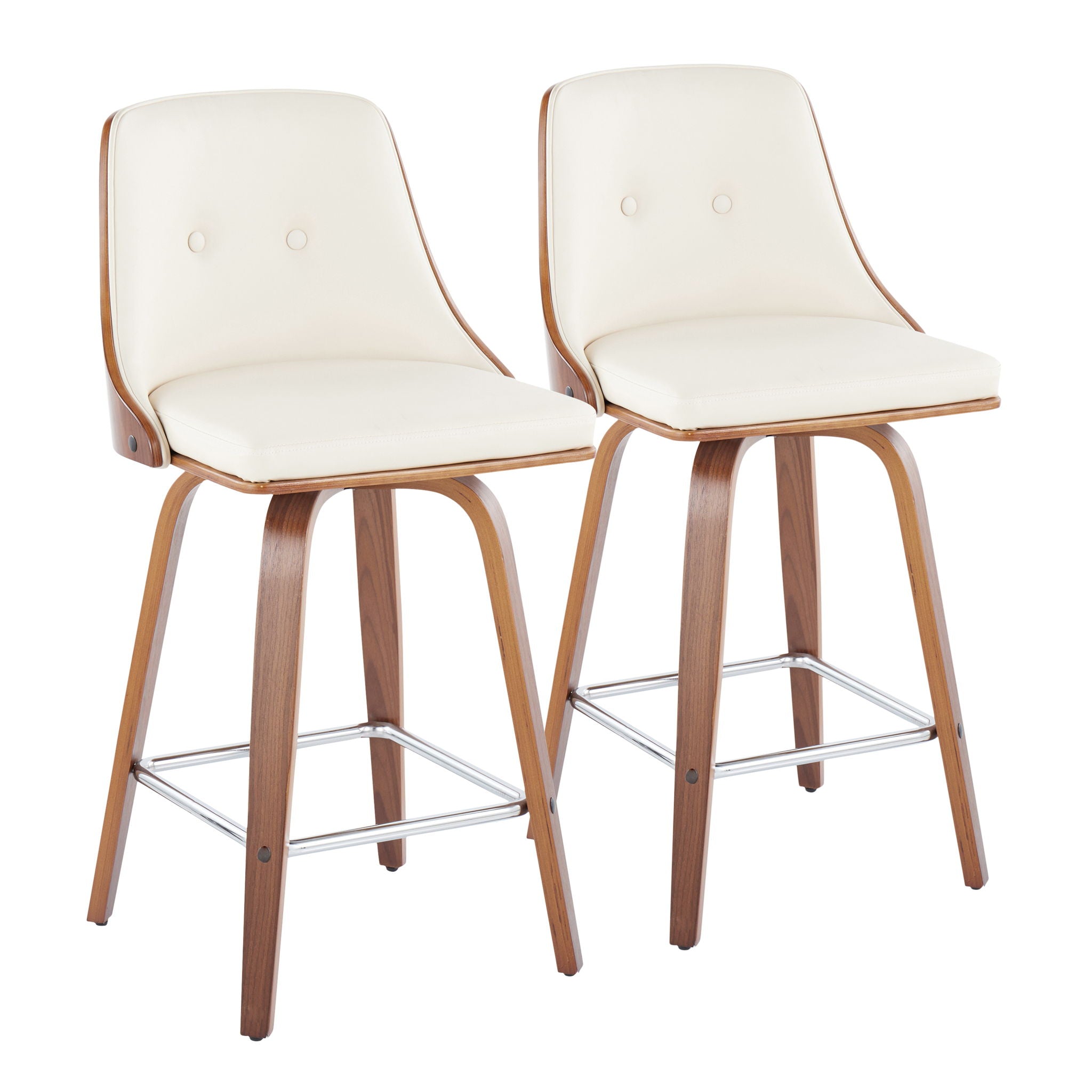 Gianna - Mid Century Modern Fixed Height Counter Stool With Swivel With Square Footrest (Set of 2) - Best Buy Furniture