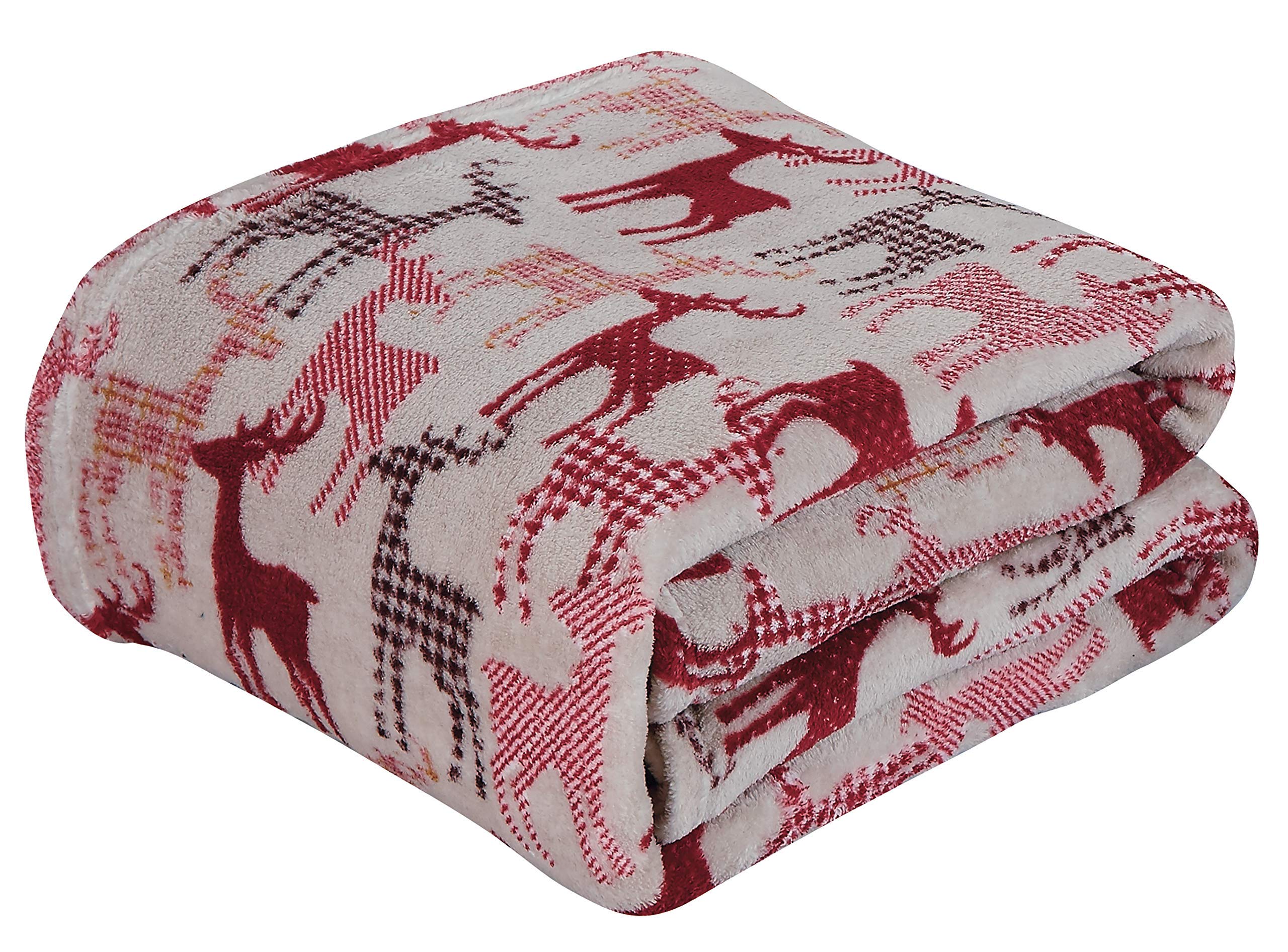 Decor&More Festive Holiday Microplush Throw Blanket (50" x 60") - Reindeer Silhouette - Best Buy Furniture