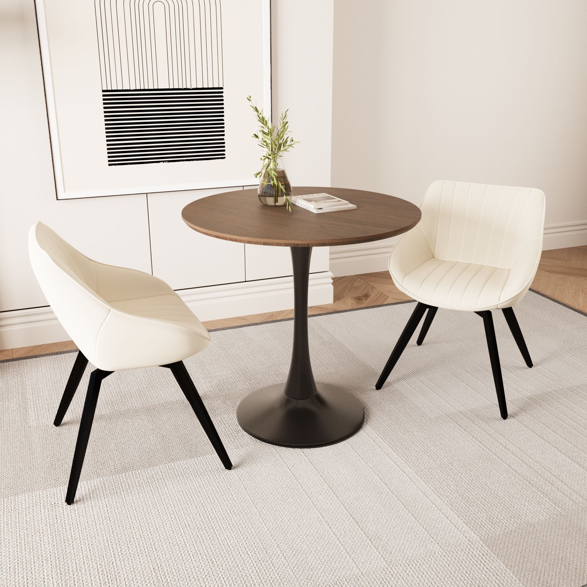 Round Dining Table Set With Tulip Design And 2 Chairs - Best Buy Furniture