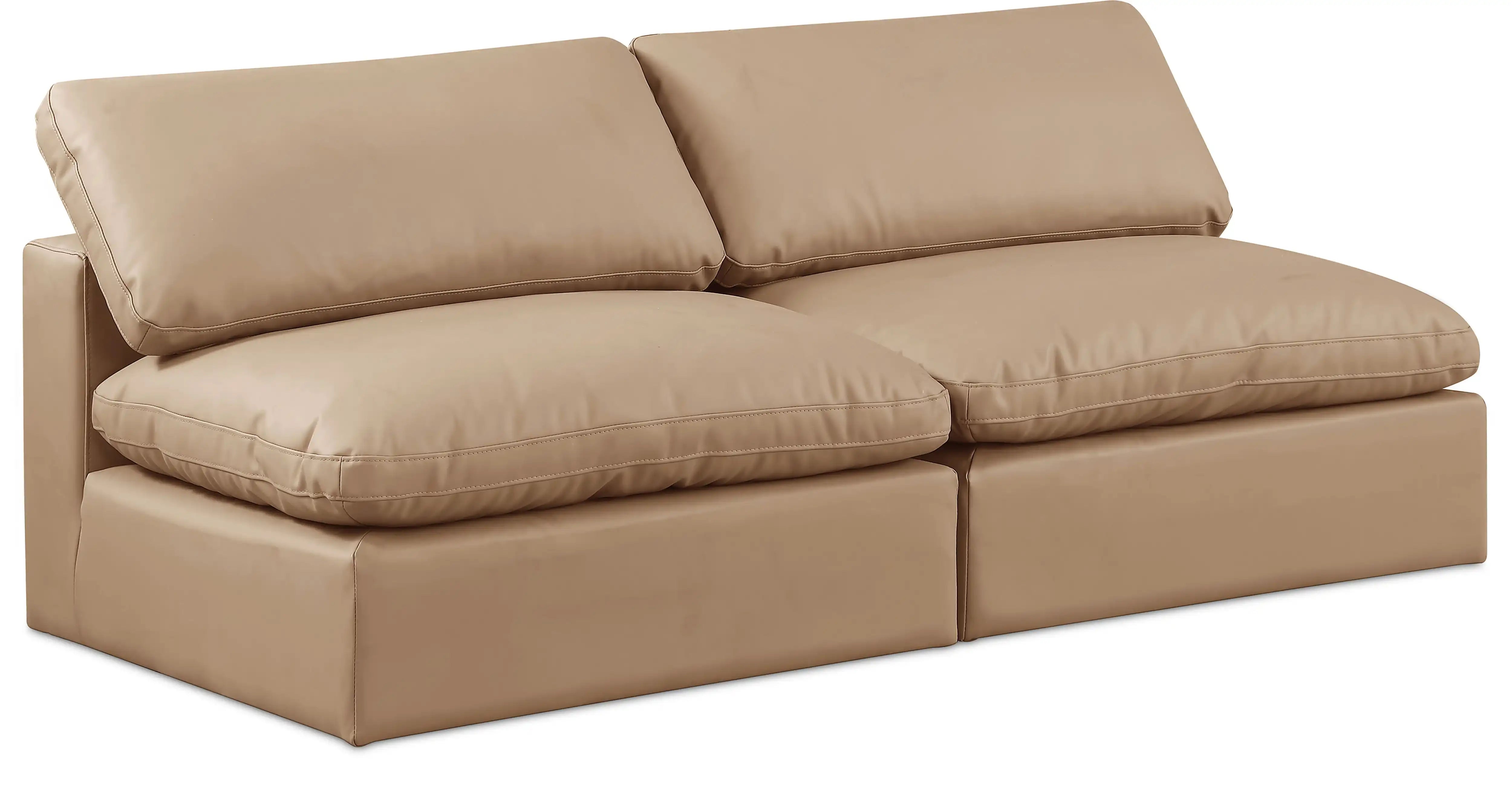 Comfy - Faux Leather Modular Armless Sofa 2 Pieces - Light Brown - Best Buy Furniture