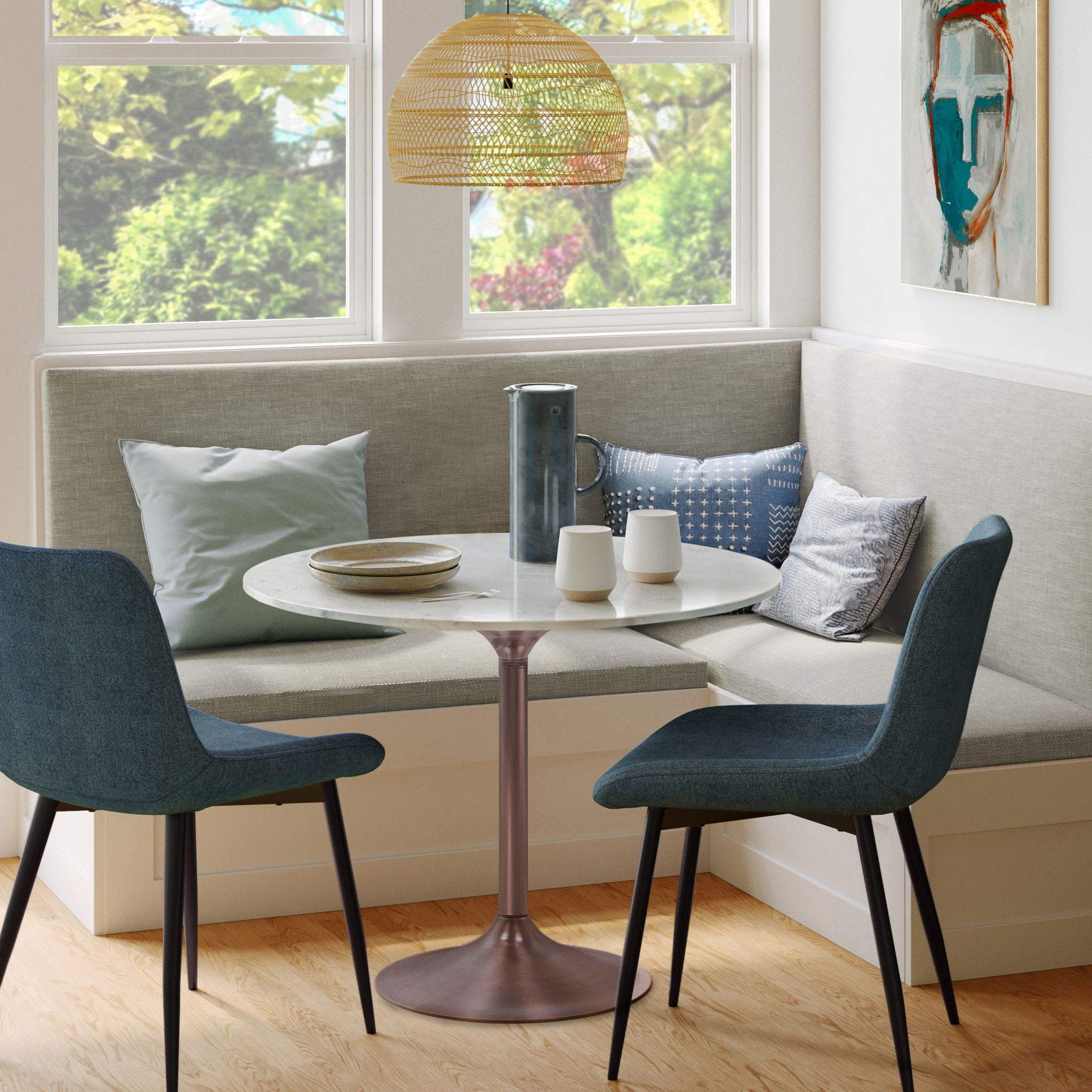 Osborne - Round Dining Table - White / Copper - Best Buy Furniture