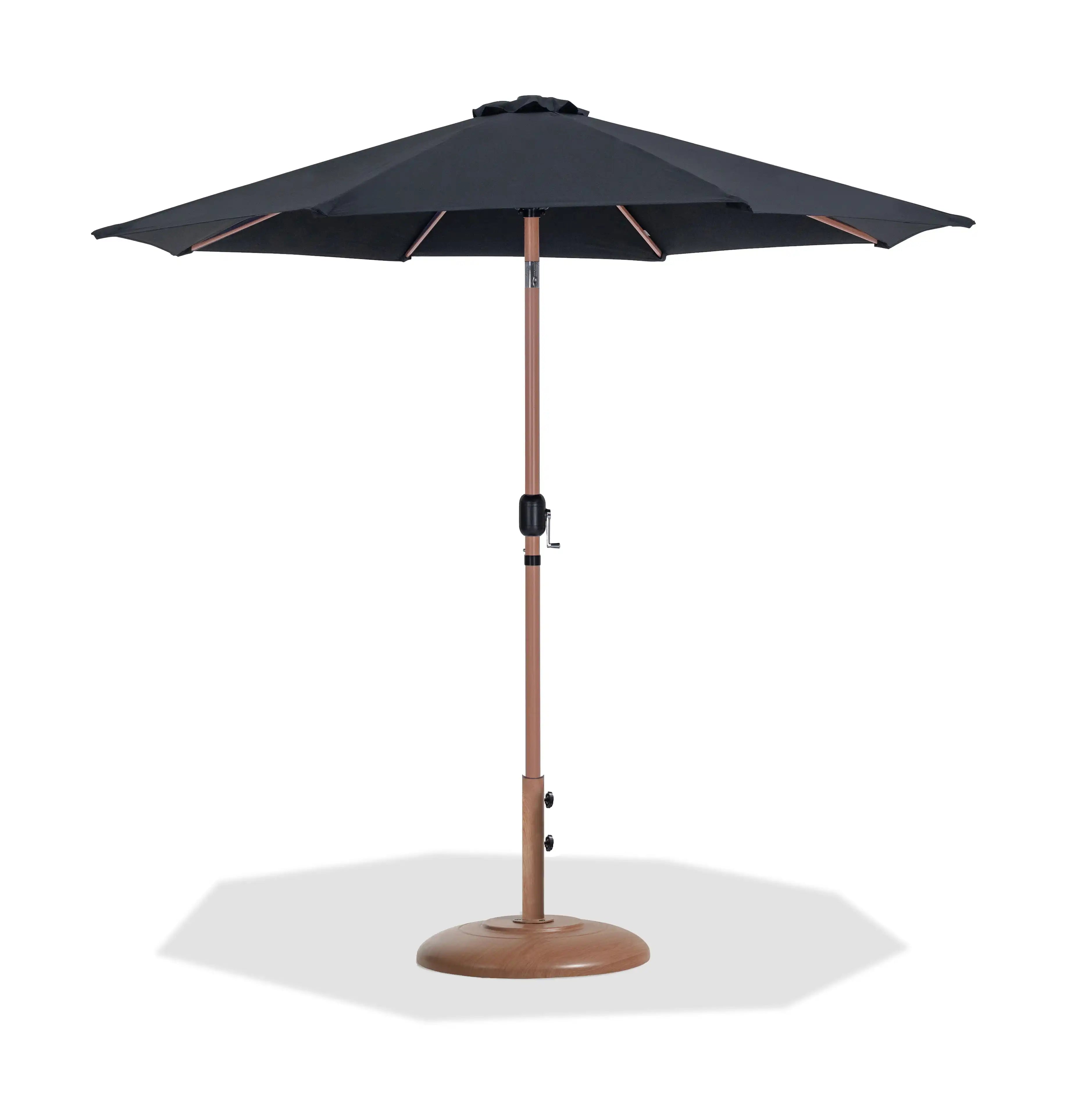 Fiji - Aluminum Patio Umbrella With Round Teak Base - Best Buy Furniture