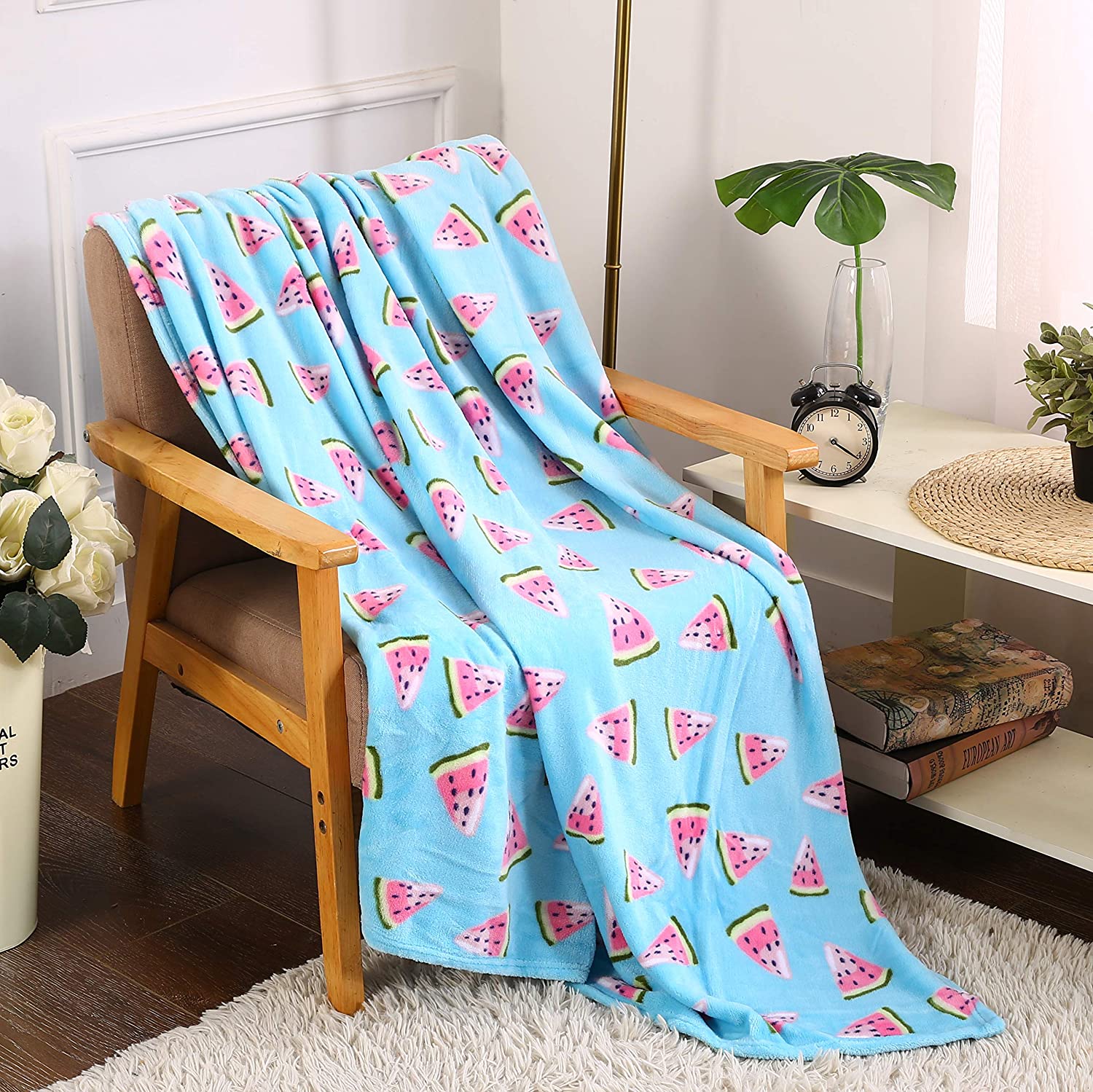 Summertime Whimsy Plush Fleece Throw Blanket (50" x 60") - Watermelon Slices - Best Buy Furniture