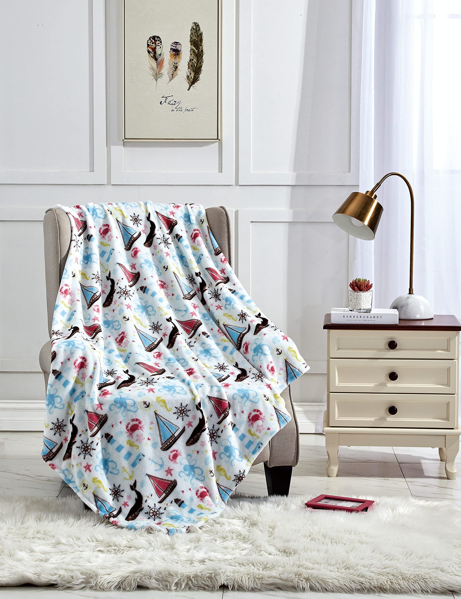 Faith, Hope, Love Home Decor The Shore Extra Soft Throw Blanket (50" X 60") - Sea Life Nautical Throw Blanket - Best Buy Furniture