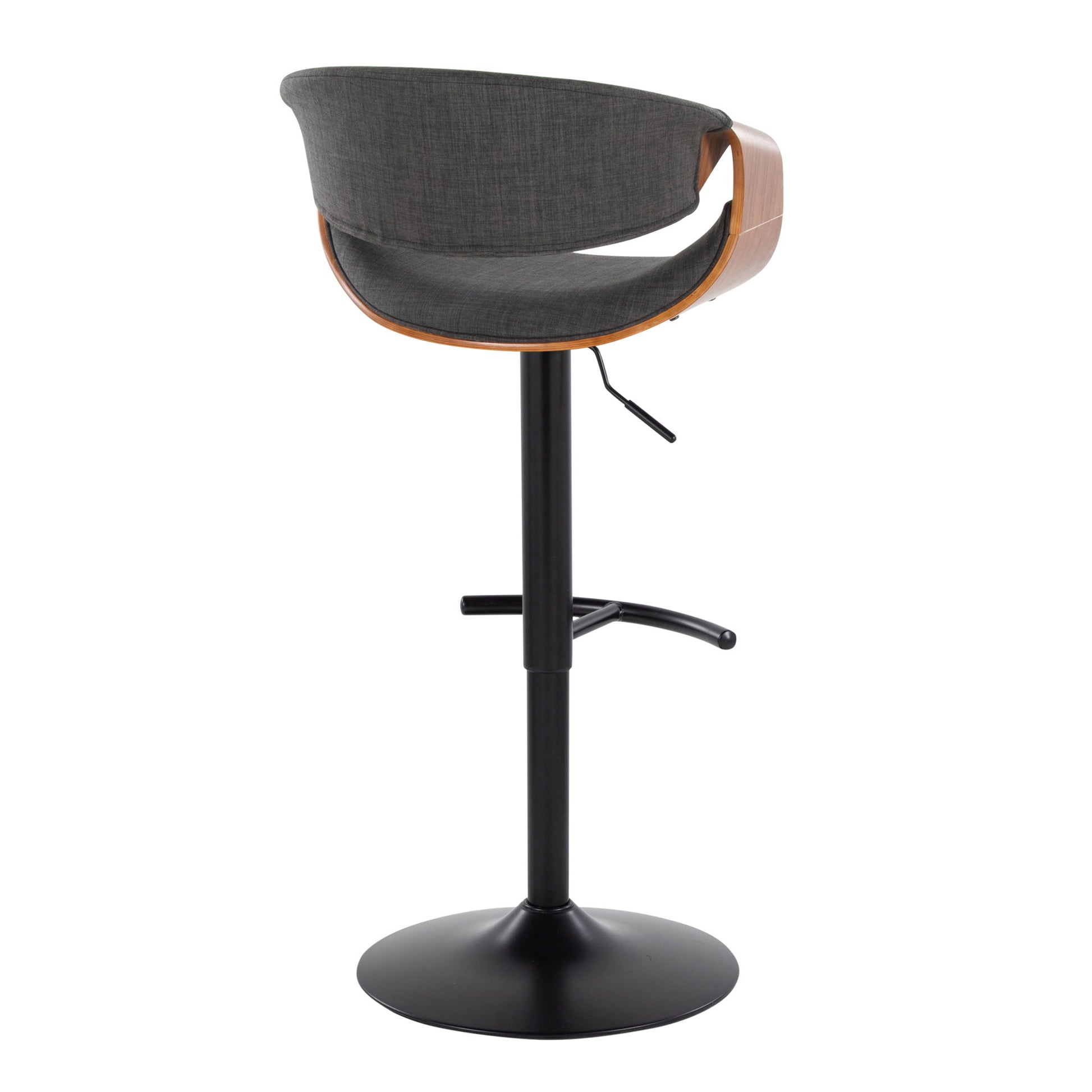 Curvo - Mid Century Modern Adjustable Barstool With Swivel & Rounded T Footrest (Set of 2) - Best Buy Furniture