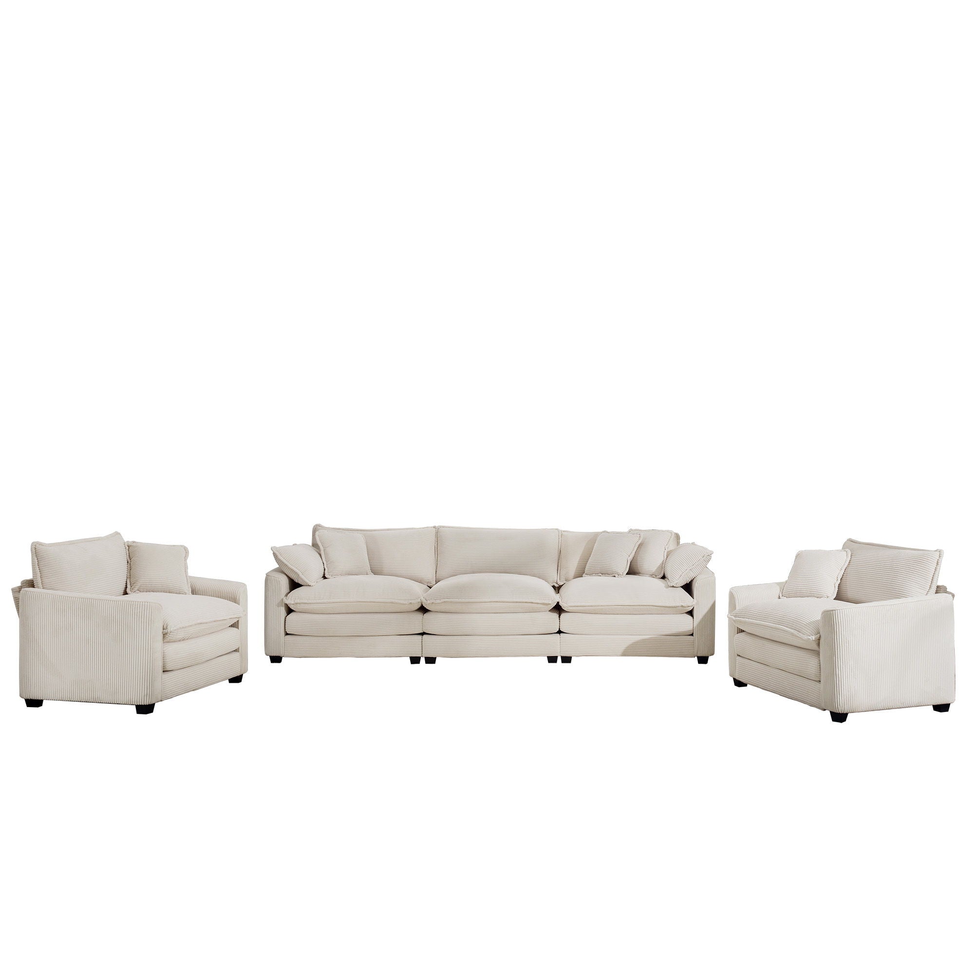 Elegant Corduroy Oversized Sectional Sofa Set With Deep Seats And Flexible Layout - Best Buy Furniture