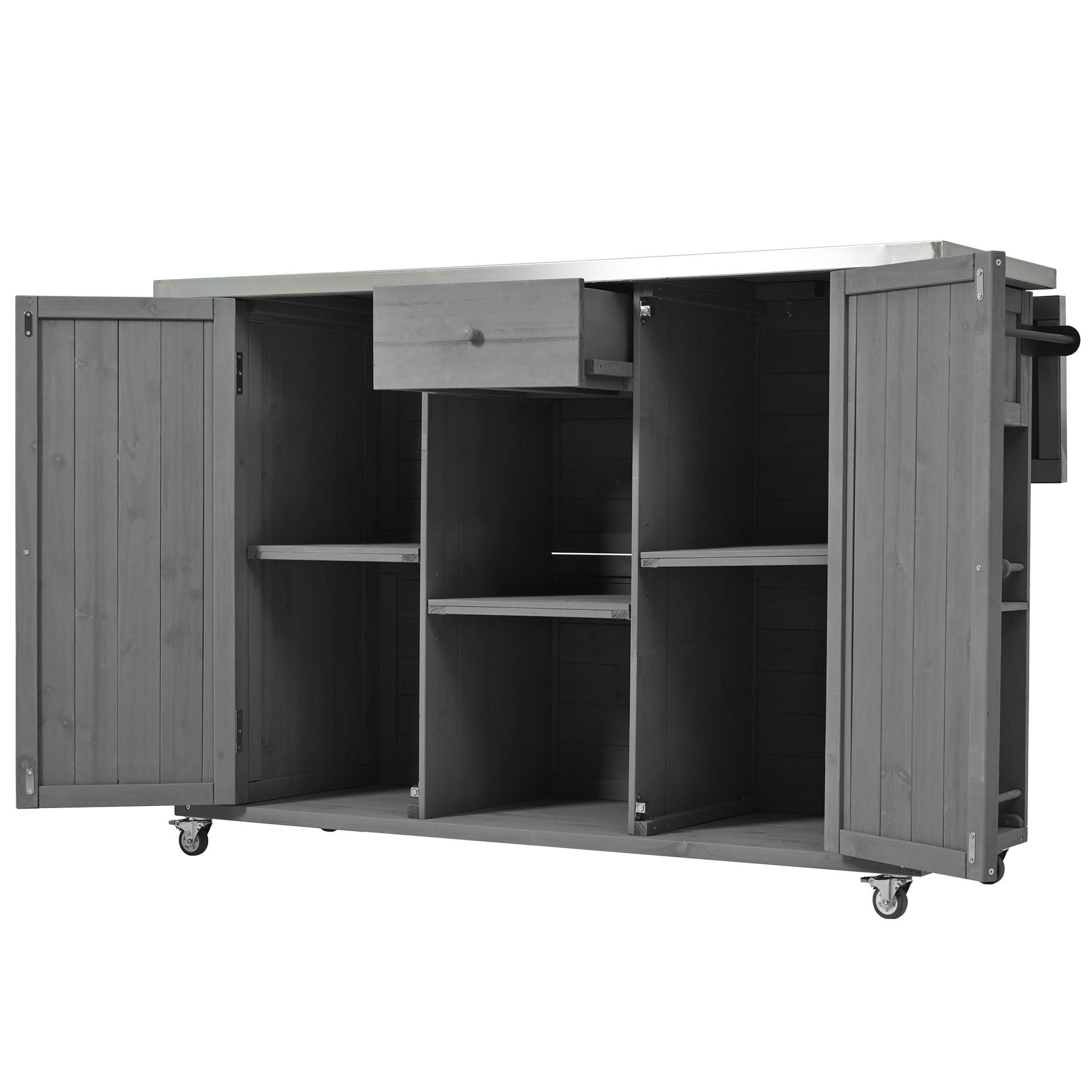 Outdoor Kitchen Island With Stainless Steel Top, Ample Storage Space, Towel And Spice Racks And A Bottle Opener - Best Buy Furniture