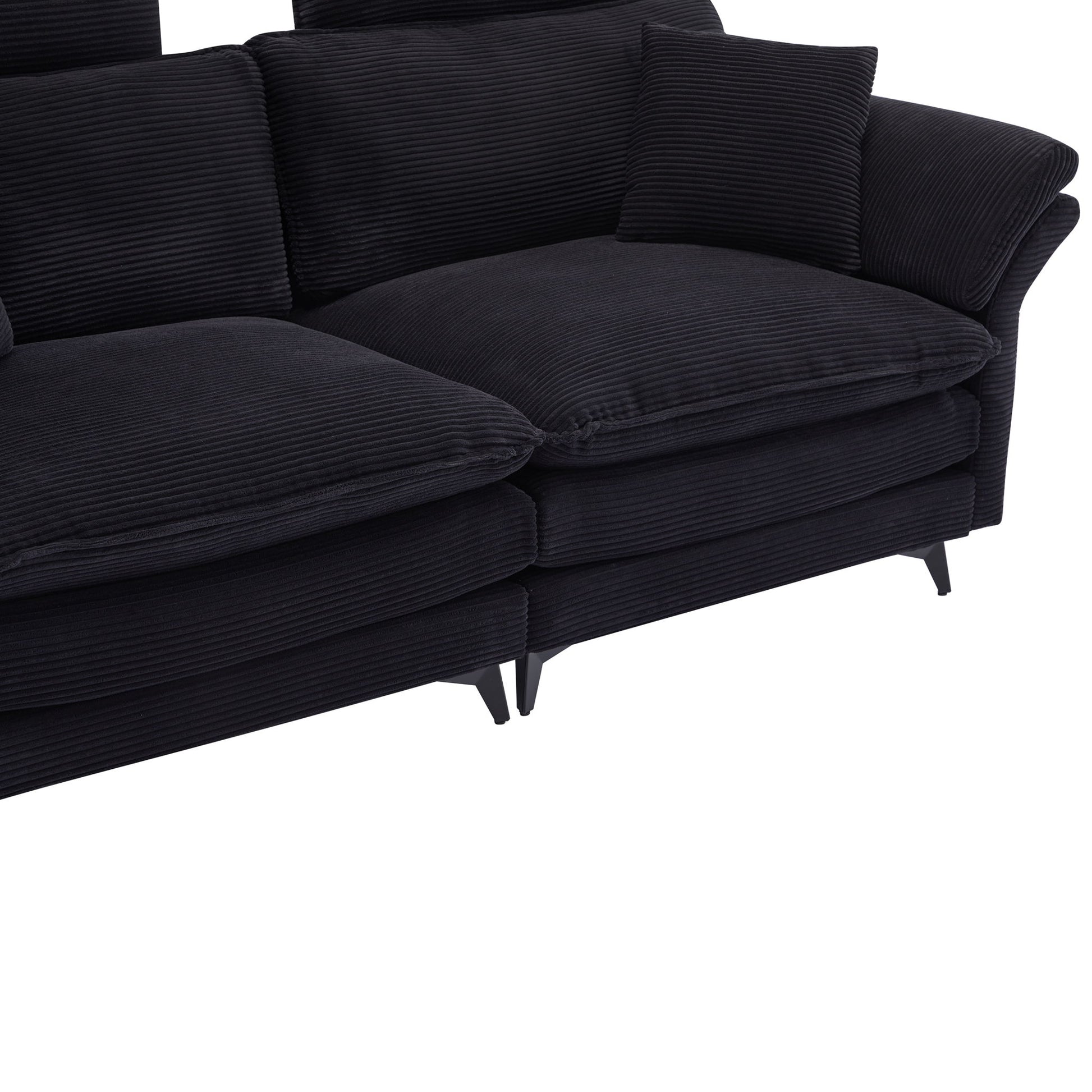 Modern Corduroy Deep Seat Sectional Sofa With Ottoman - Best Buy Furniture
