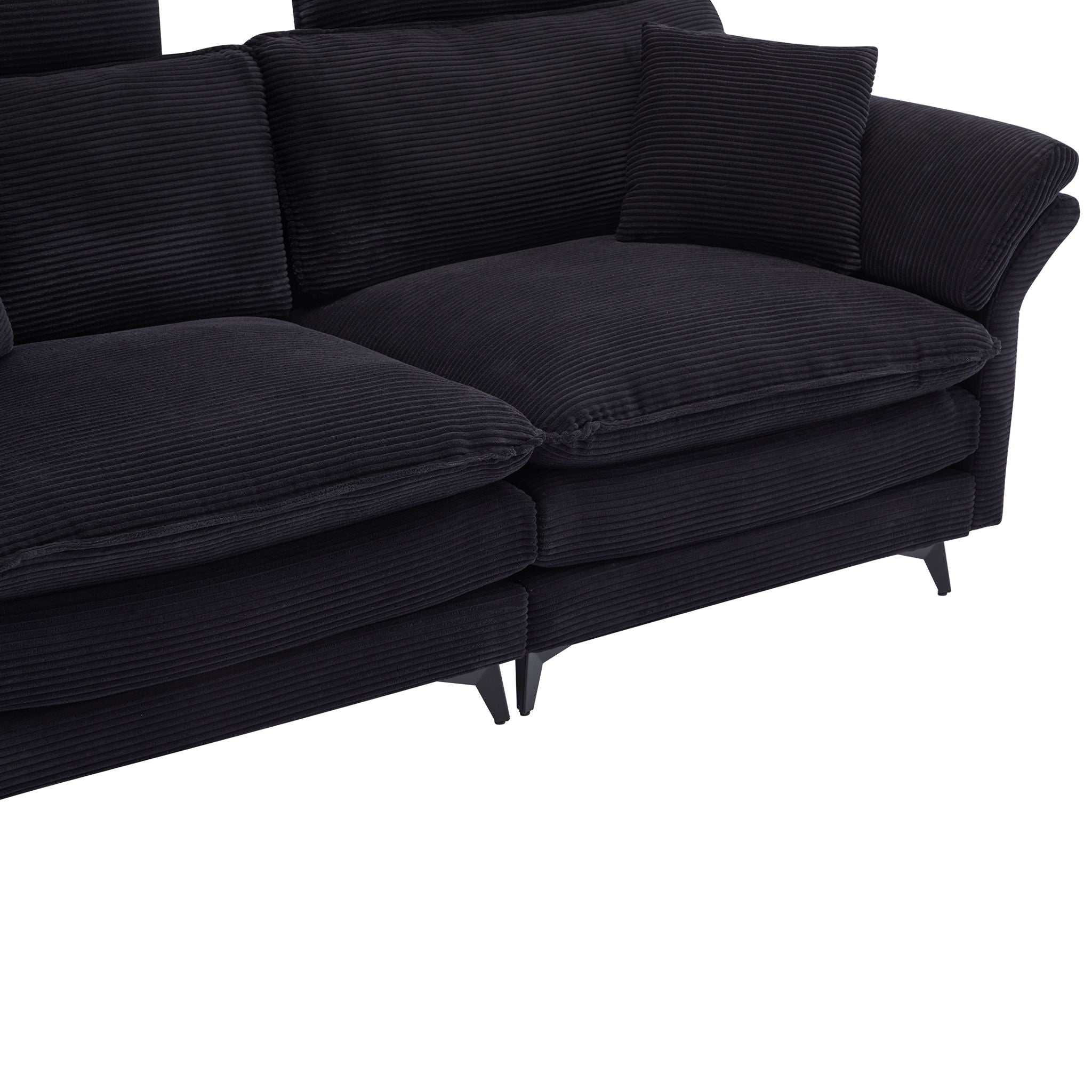 Modern Corduroy Deep Seat Sectional Sofa With Ottoman - Best Buy Furniture