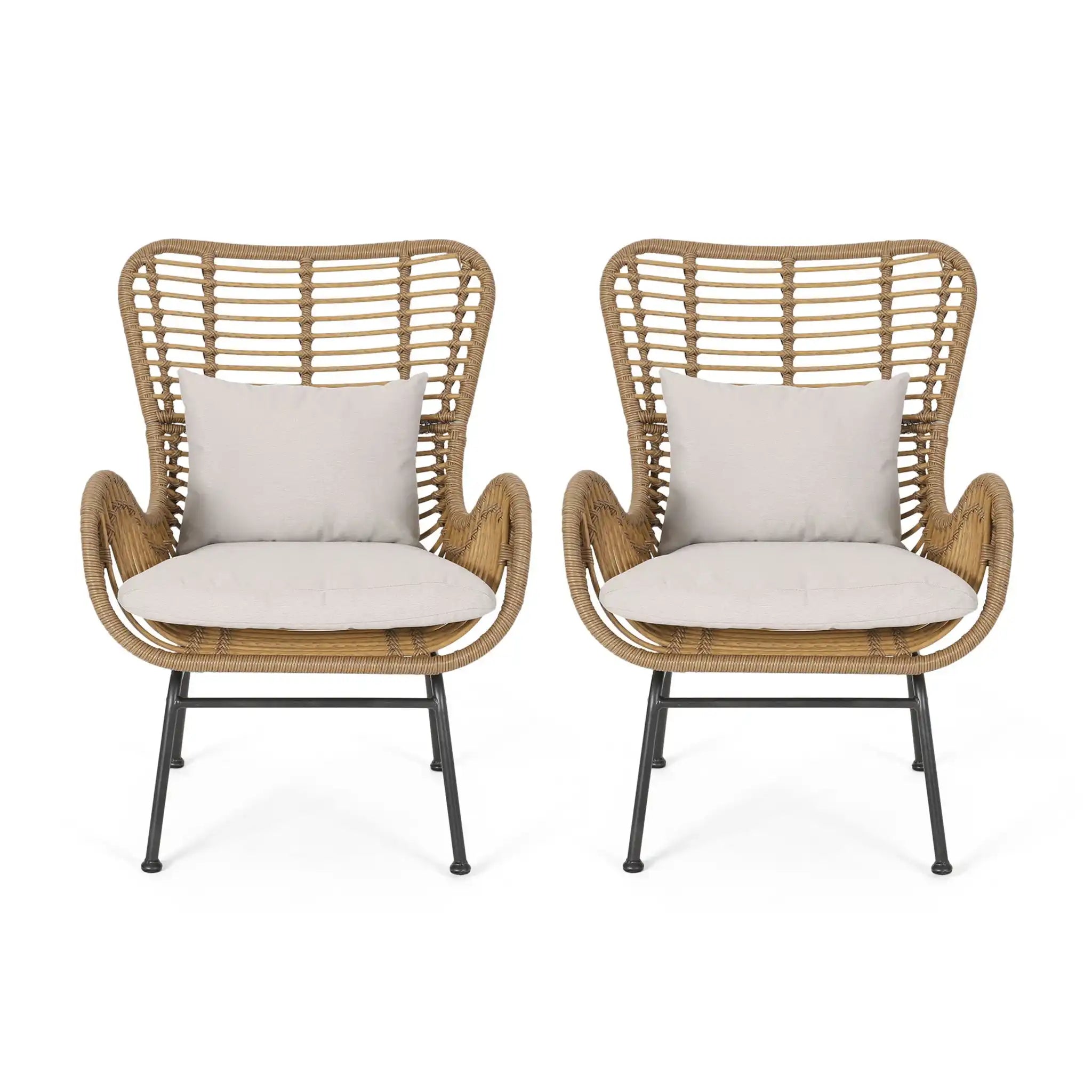 Modern Aesthetic Outdoor Rattan Accent Chair With Metal Legs - Best Buy Furniture