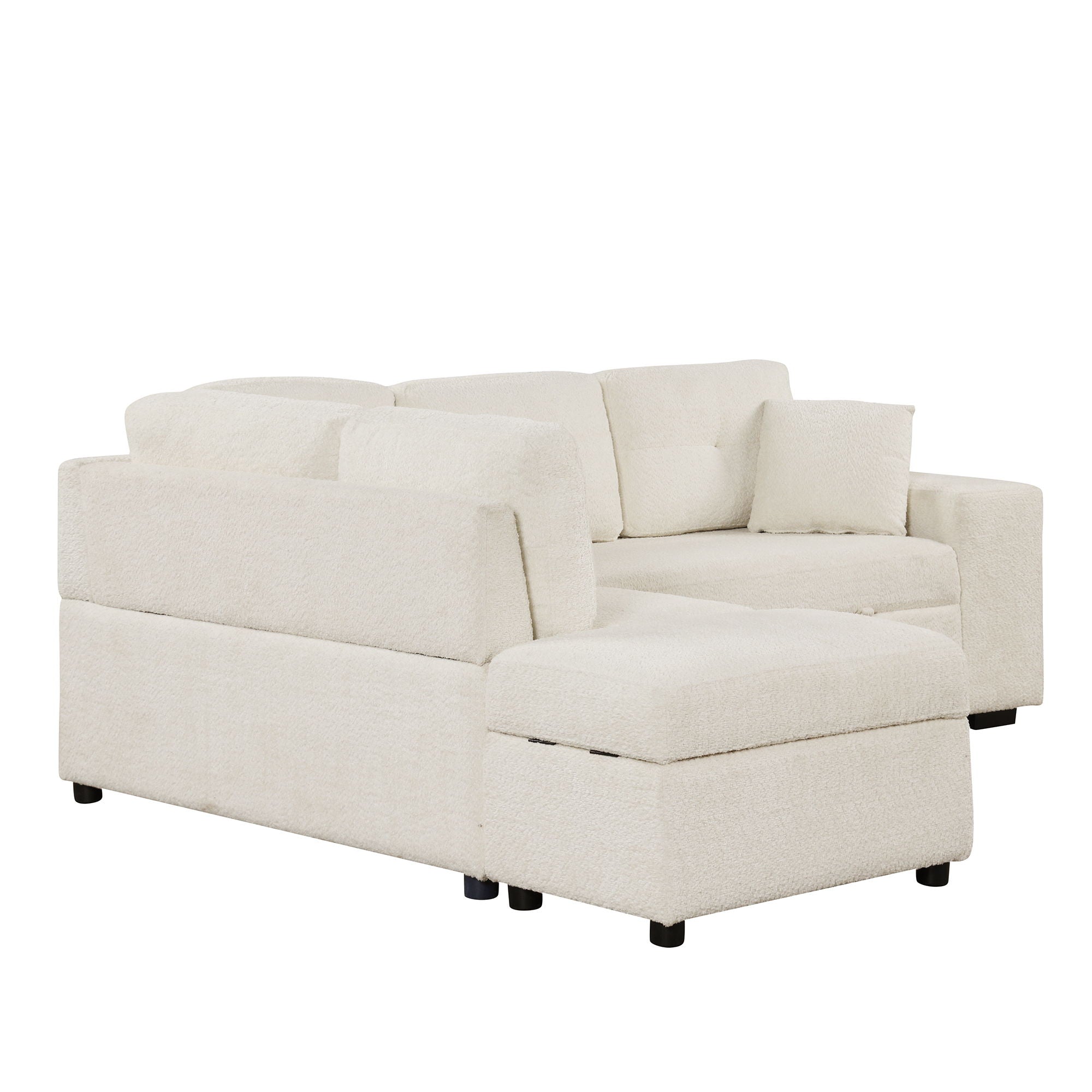 Convertible Sleeper, Sectional Pull Out Sofa Bed With Storage Ottoman, 2 Throw Pillows, 2 Stools, Wireless Charger And Two Hidden USB Ports For Living Room - Best Buy Furniture