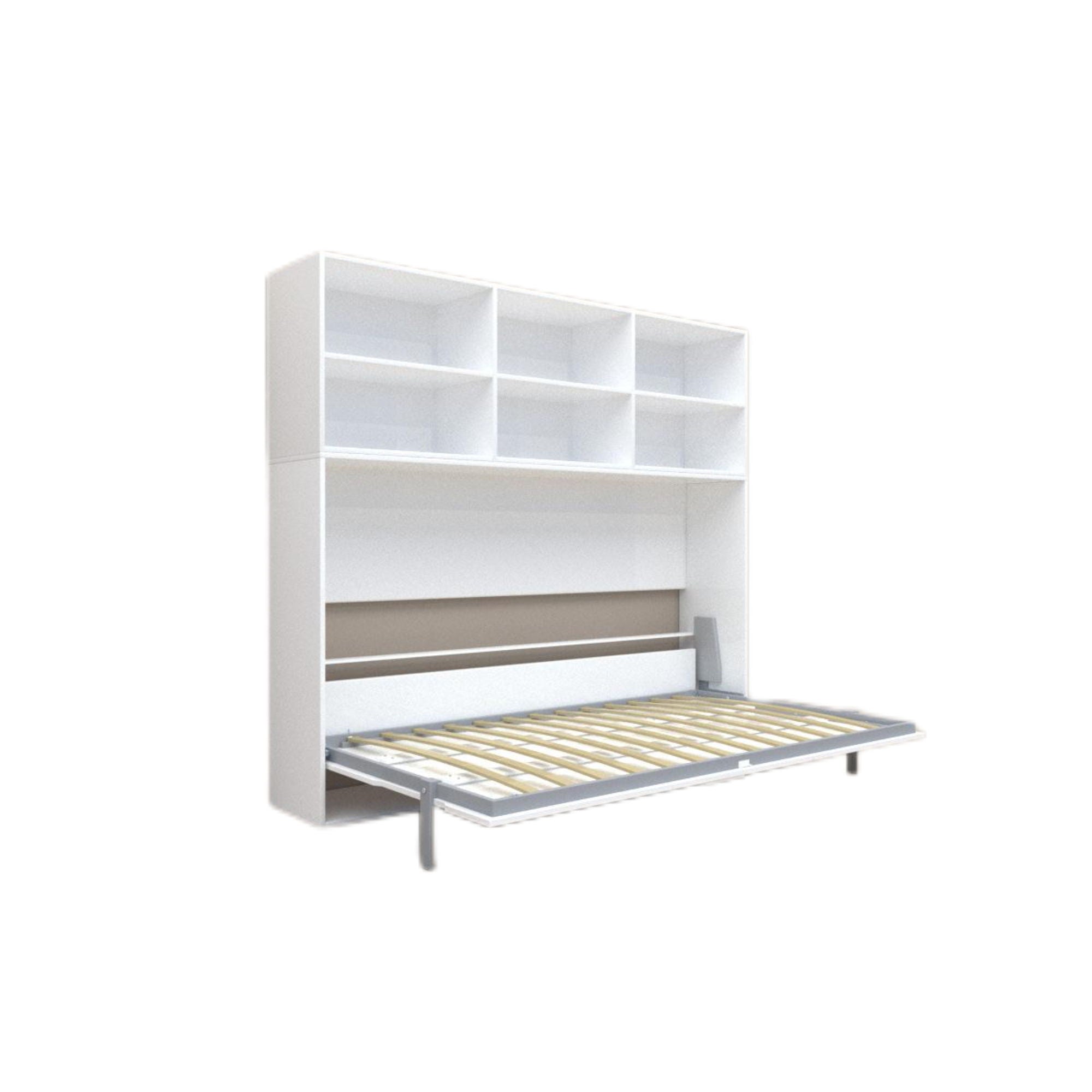 Mordern Design Twin Size Horizontal Murphy Bed With Shelf Storage For Bedroom Or Guestroom Wall Bed Space Saving Hidden Bed With New Style Gas Struts - White - Best Buy Furniture