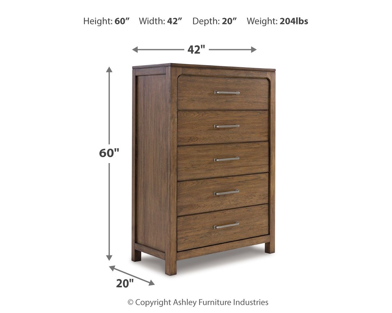 Cabalynn - Five Drawer Chest - Light Brown - Best Buy Furniture