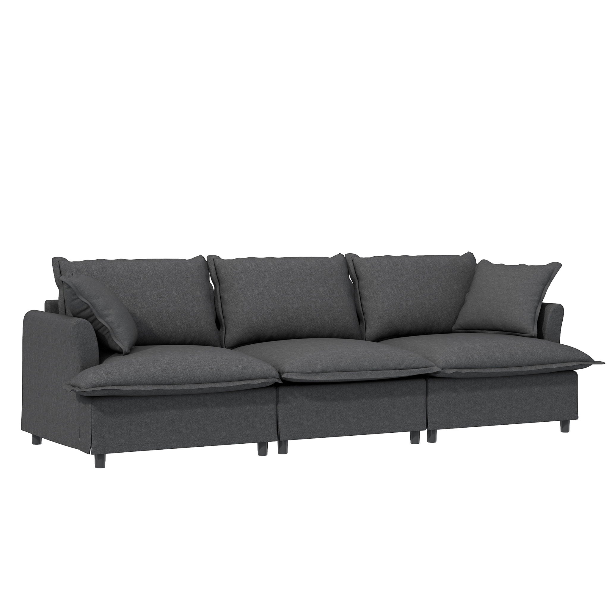 Sectional Sofa With Ottoman Cloud Couch Set With Throw Pillows, Free Combination - Best Buy Furniture