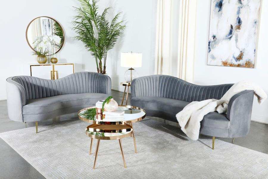 Sophia - Upholstered Channel Tufted Sofa Set - Best Buy Furniture