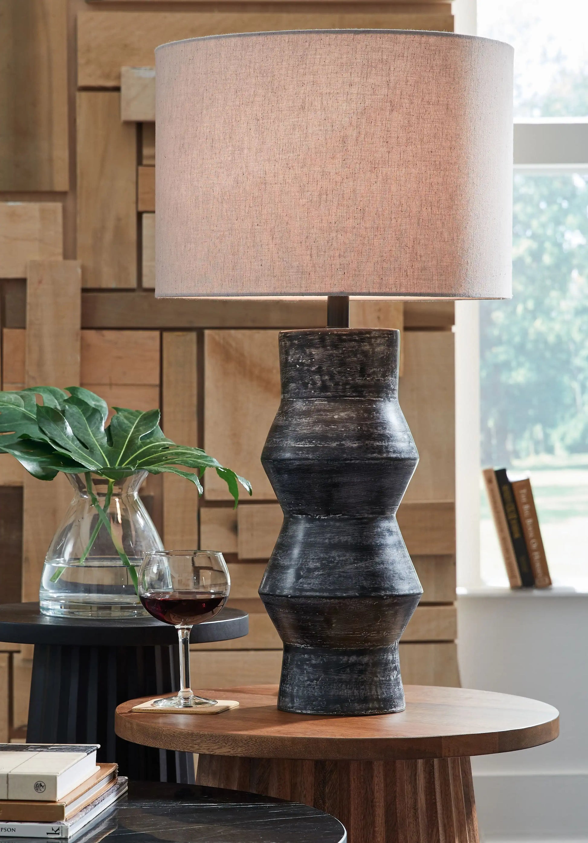 Kerbert - Terracotta Table Lamp - Distressed Black - Best Buy Furniture