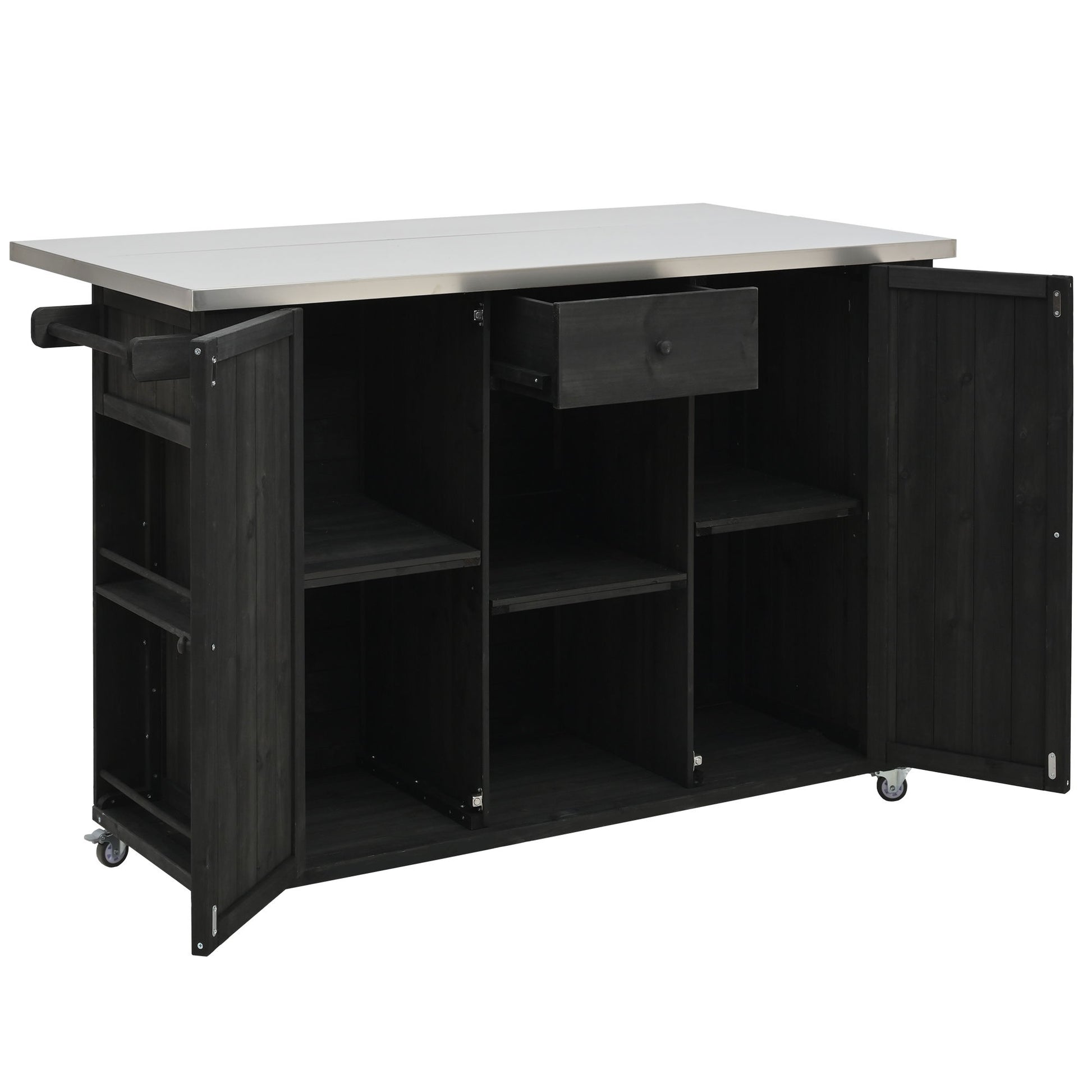 Outdoor Kitchen Island With Stainless Steel Top, Ample Storage Space, Towel And Spice Racks And A Bottle Opener - Best Buy Furniture