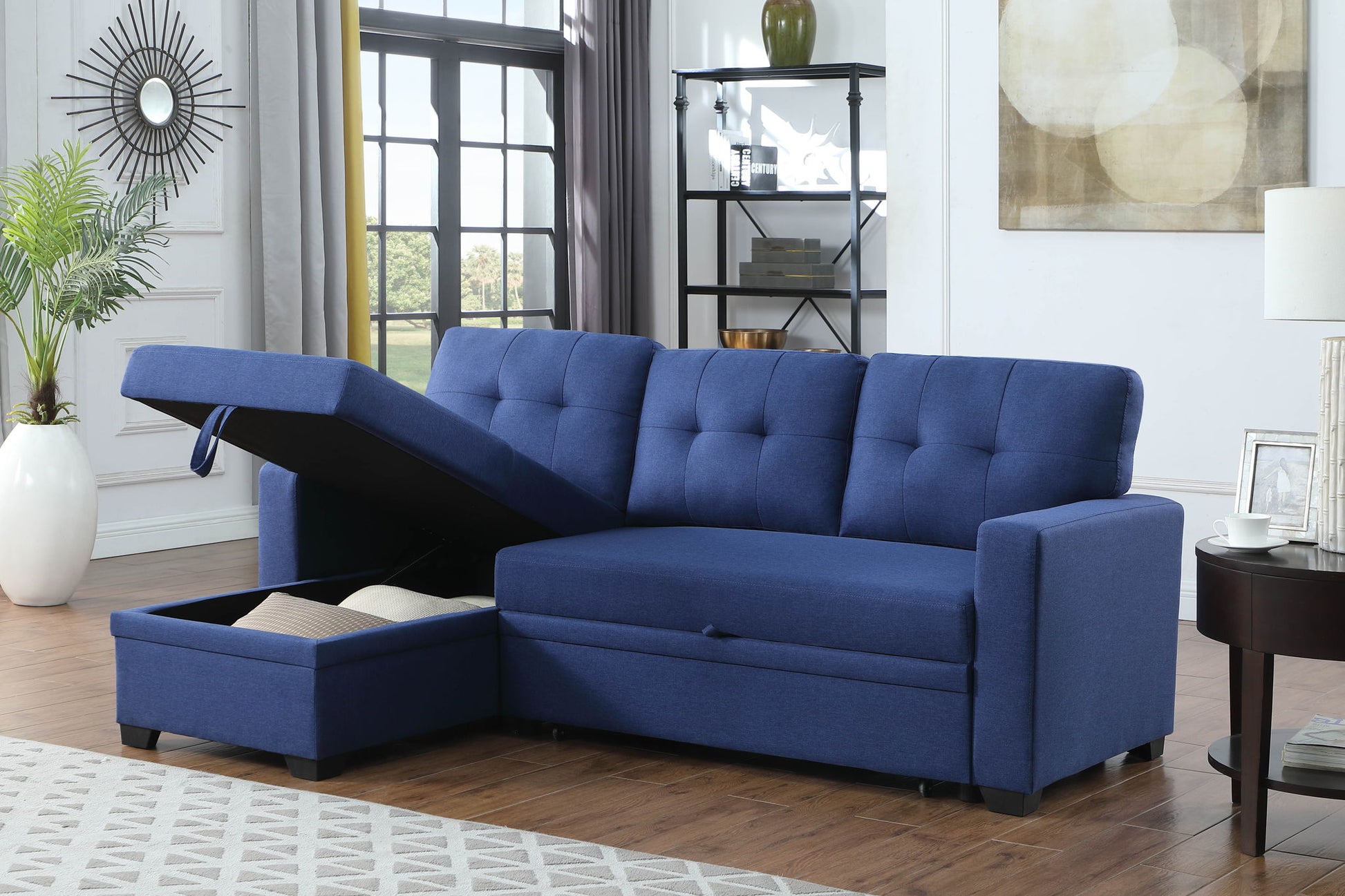 Upholstered Pull Out Sectional Sofa With Chaise - Best Buy Furniture