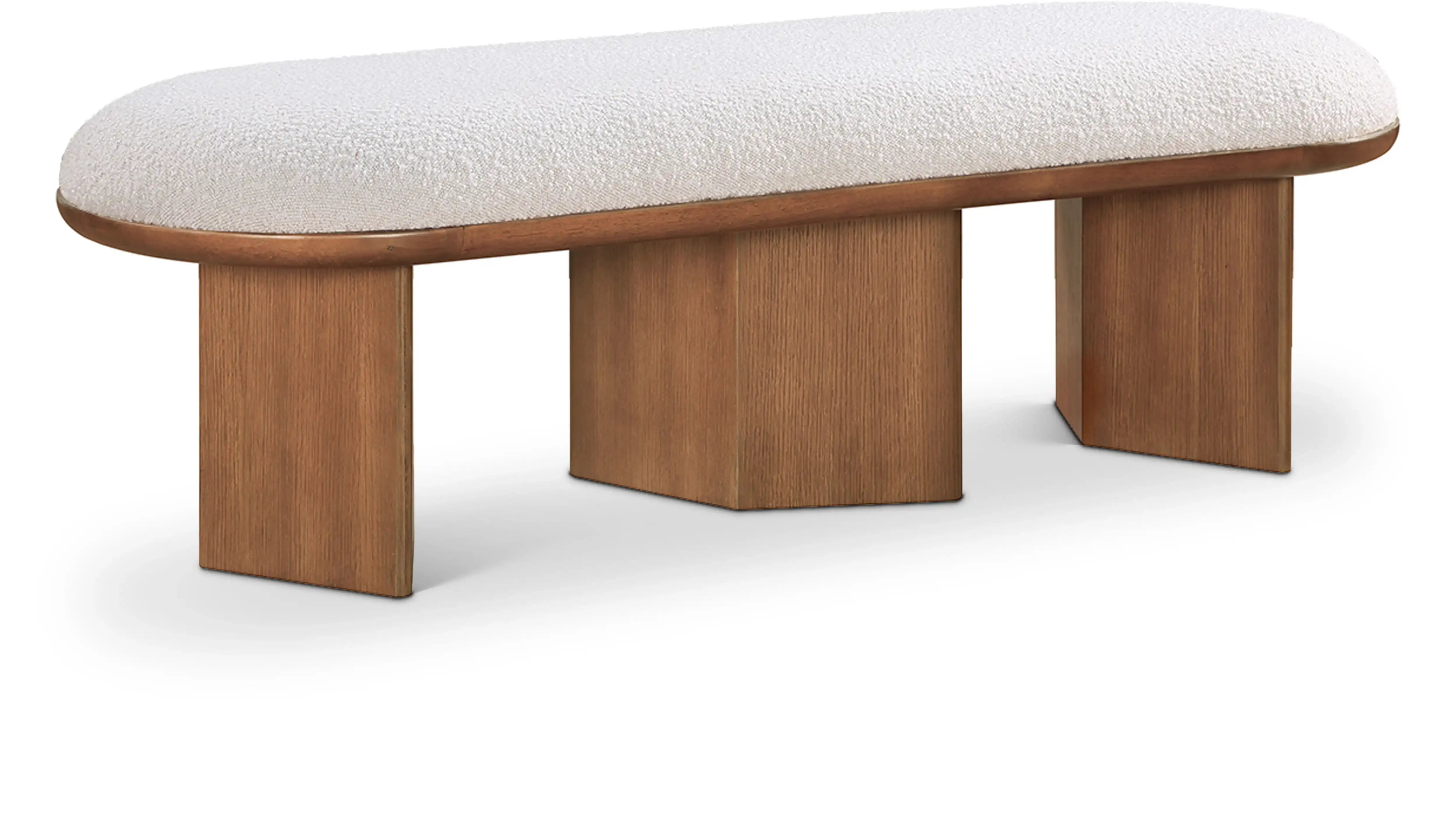 Wilshire - Bench With Brown Base - Cream - Best Buy Furniture