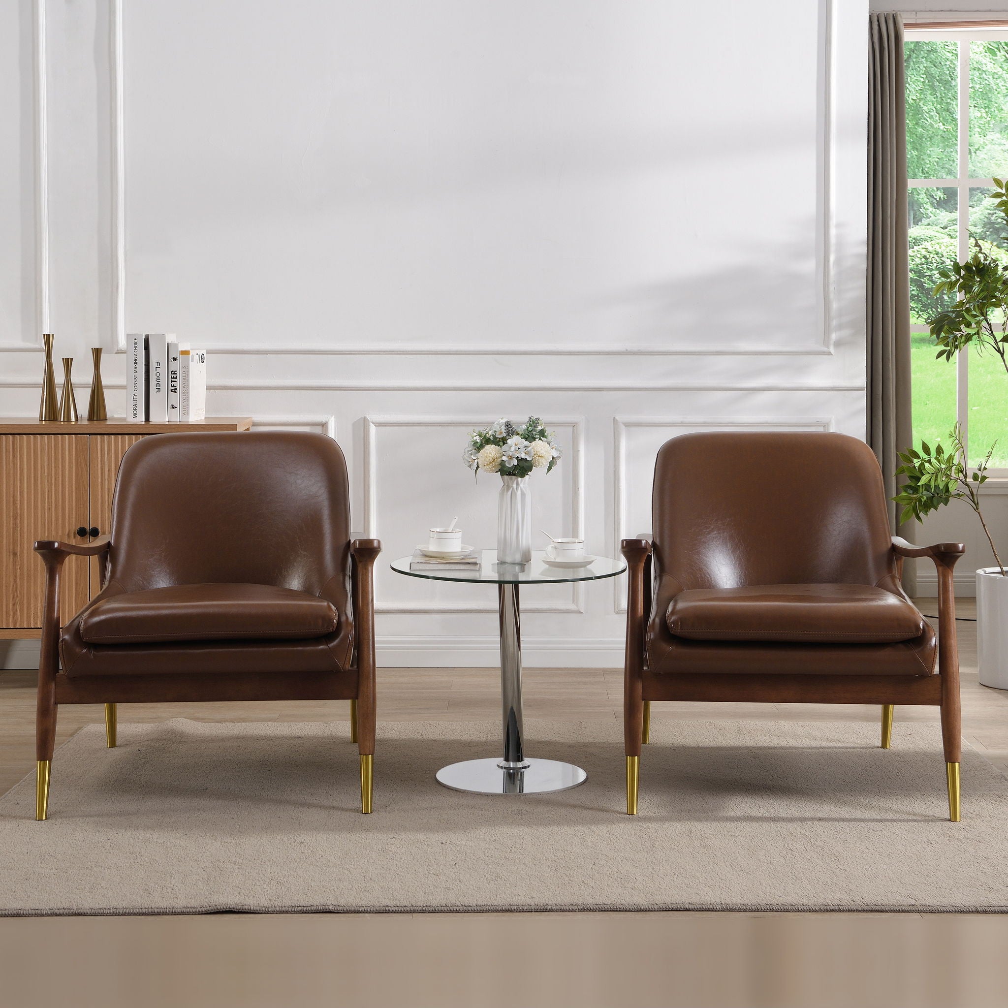 Mid - Century Accent Chair With Cushioned Seat, Brass Tipped Legs - Best Buy Furniture