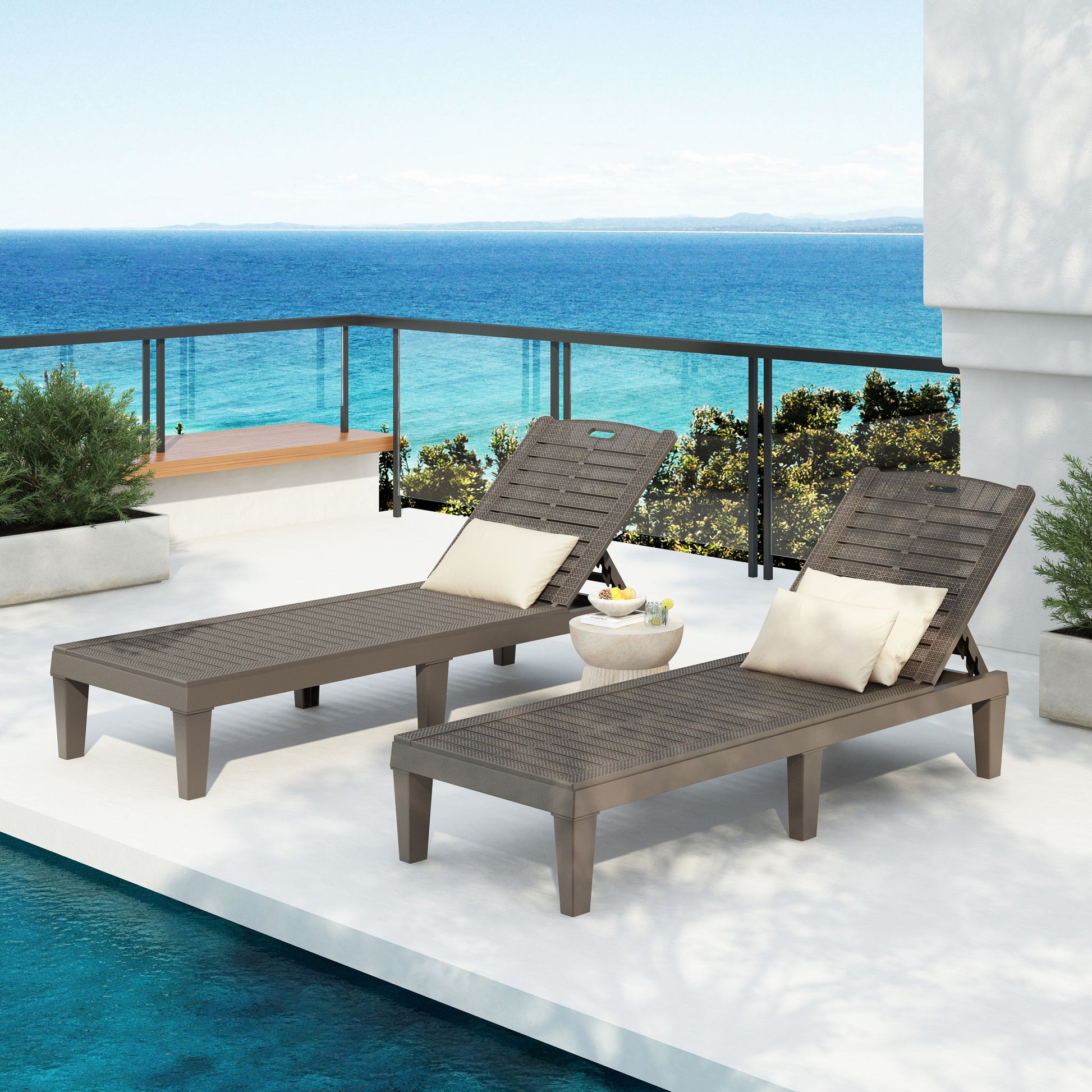 2 Piece Outdoor Chaise Lounges With Adjustable Backrest - Best Buy Furniture
