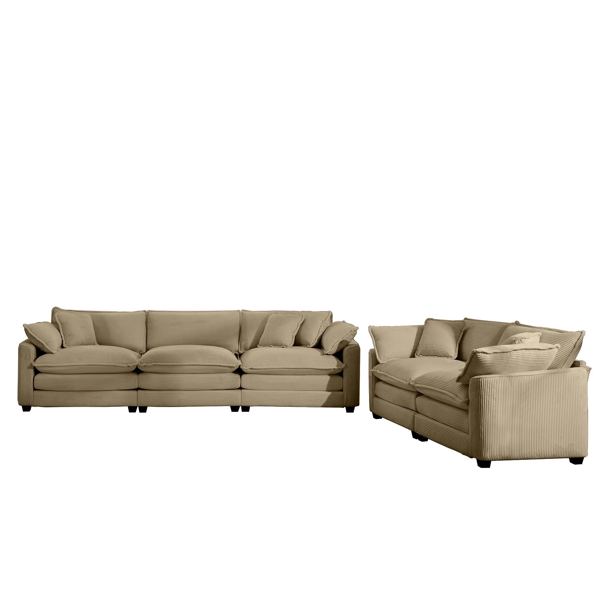 Elegant Corduroy Oversized Sectional Sofa Set With Deep Seats And Flexible Layout - Best Buy Furniture