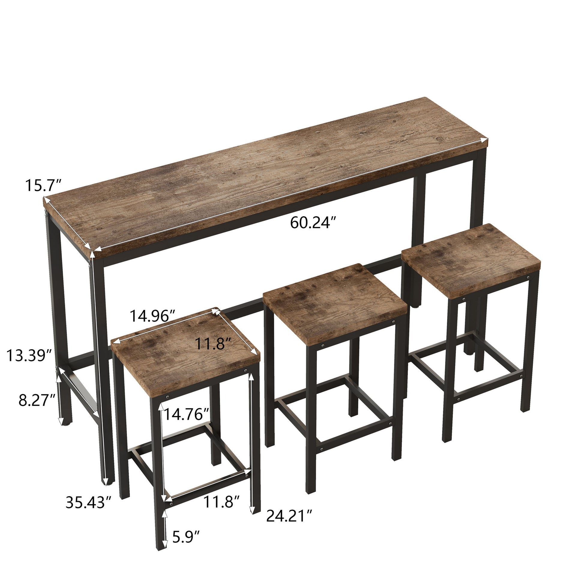 Modern Design Long Dining Table Set With 3 Stools - Best Buy Furniture