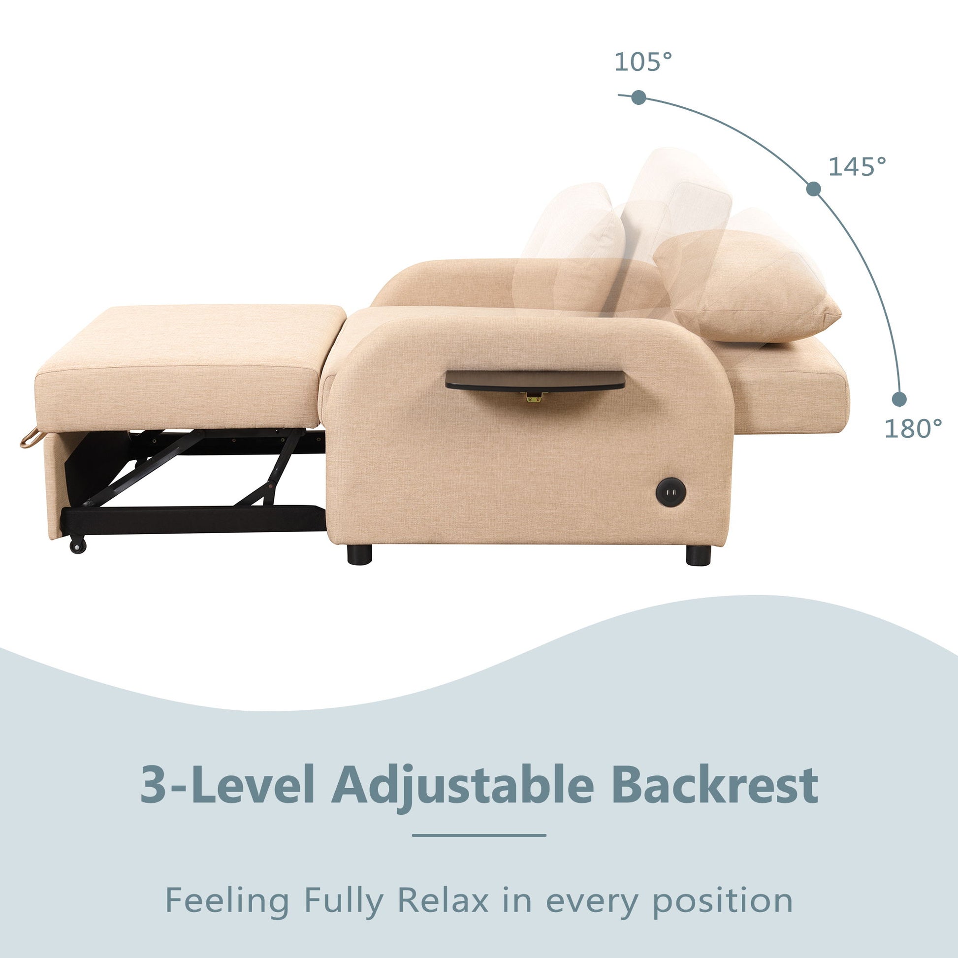 Versatile Pull Out Sofa Sleeper 3 In 1 With Wing Table & USB Charge, Compact Design - Best Buy Furniture