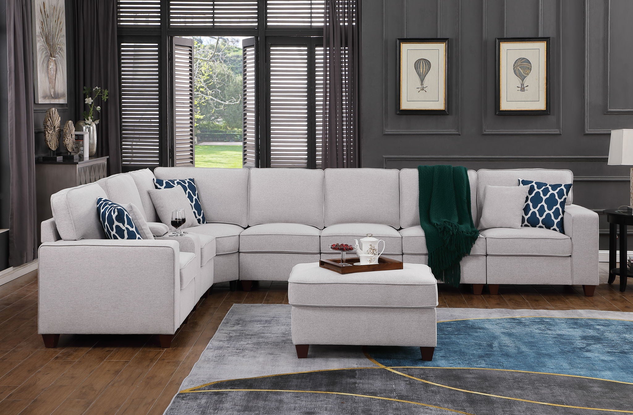 Jessica - Sectional Sofa With Ottoman - Light Gray - Best Buy Furniture