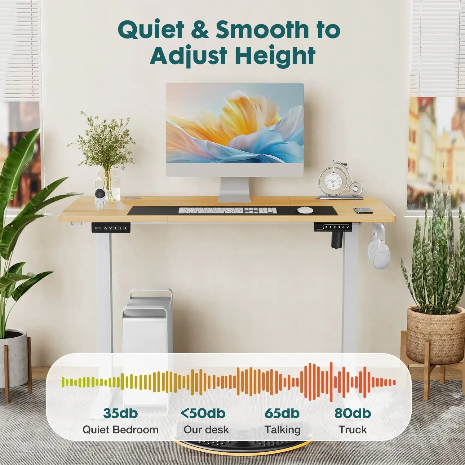 Adjustable Electric Standing Desk, 63 x 24 Inch, 3 Memory Presets - Best Buy Furniture