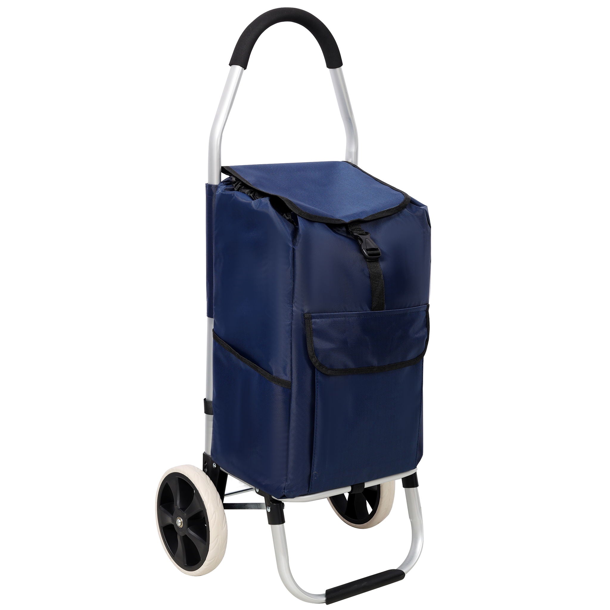 Foldable Shopping Trolley With Wheels And Waterproof Bag - Blue - Best Buy Furniture