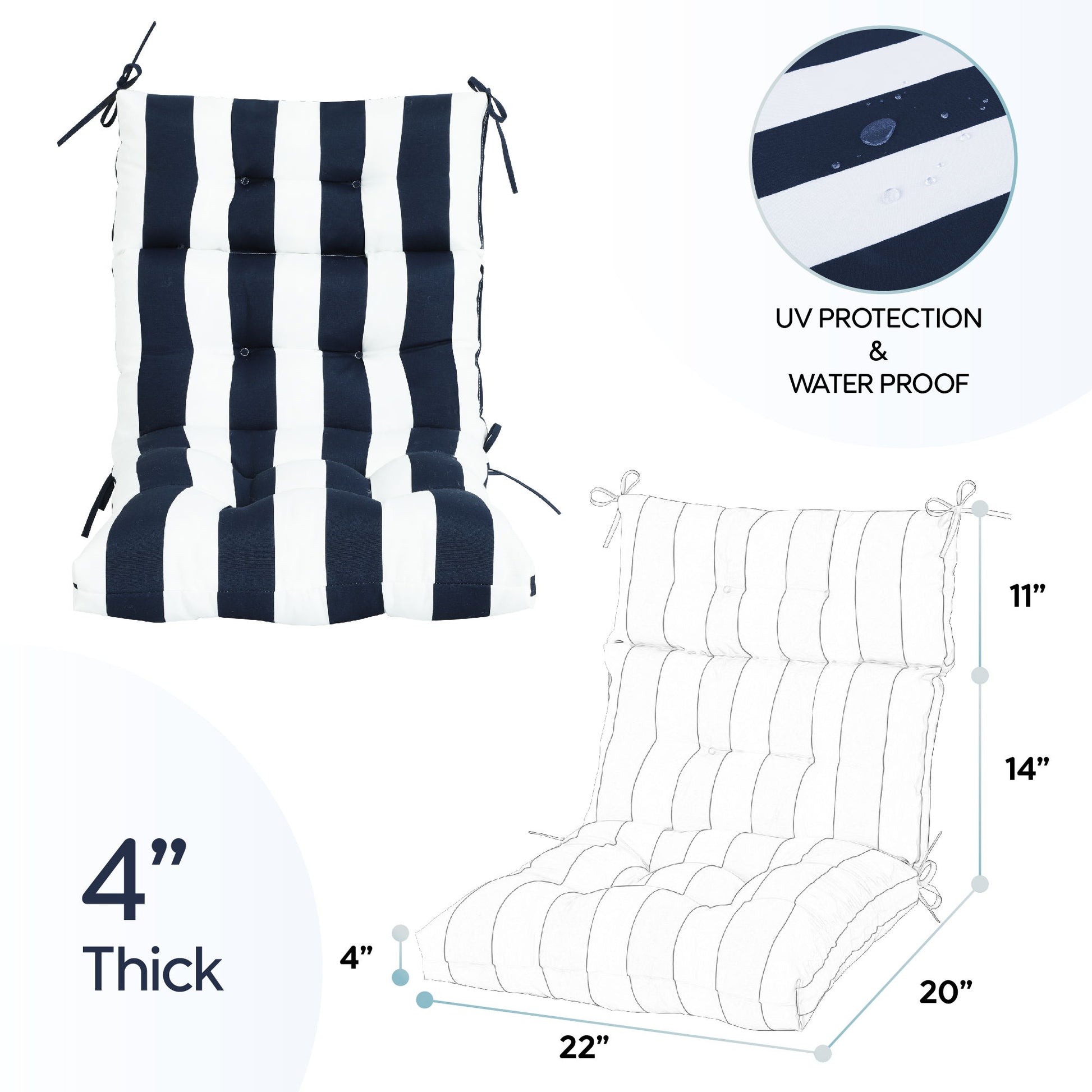 2 Piece High Back Patio Chair Cushion Set, Tufted Adirondack And Rocking Chair Cushions - Best Buy Furniture