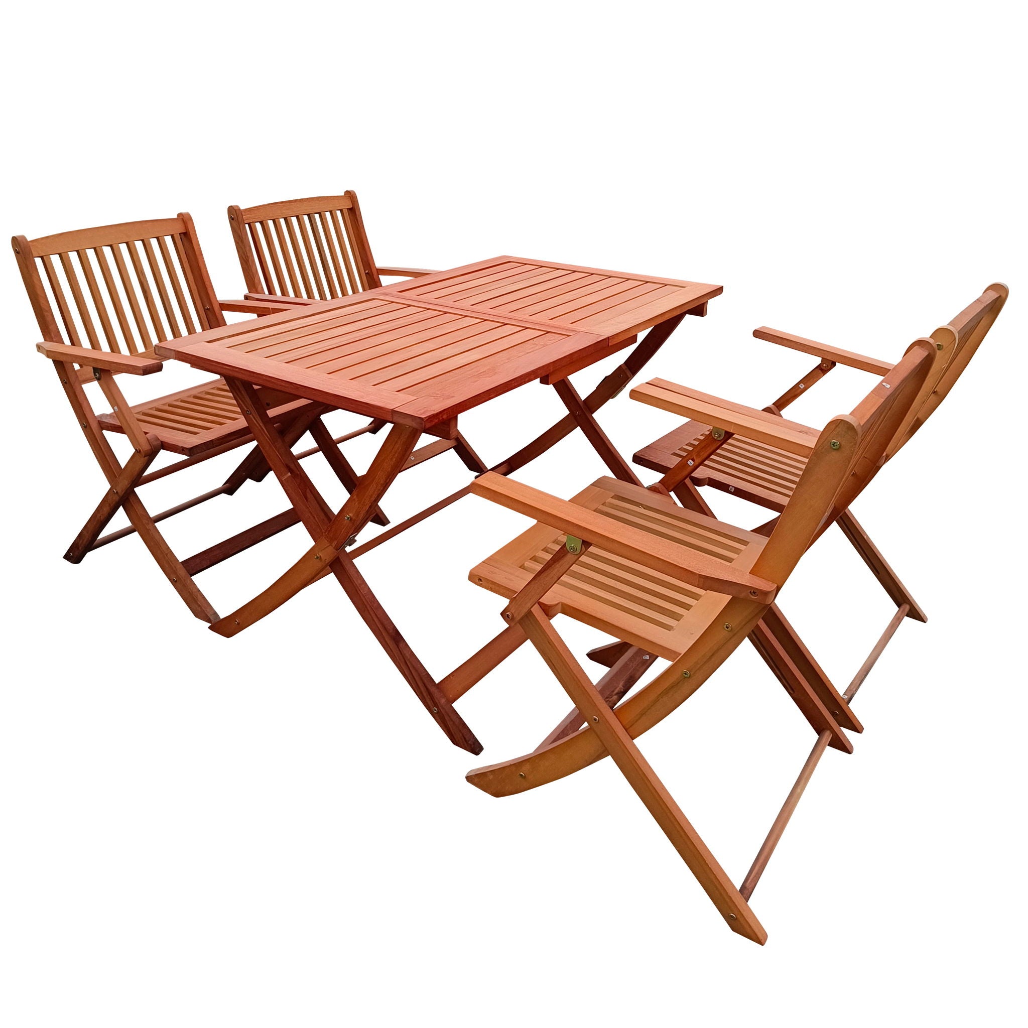 5 Piece Patio Dining Set, 4 Folding Chairs & 1 Dining Table, Indoor And Outdoor Universal - Teak - Best Buy Furniture