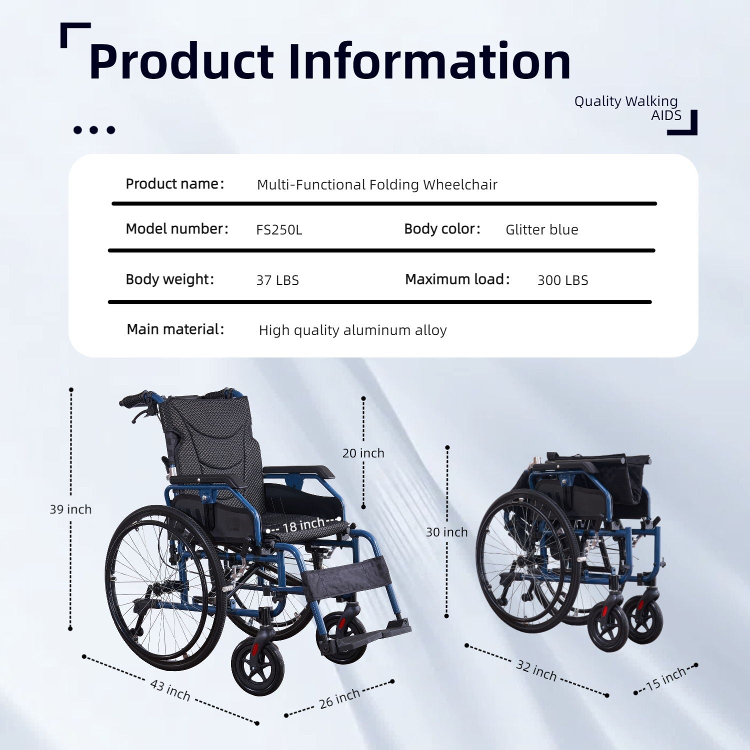 Premium Foldable Transport Wheelchair For Adults
