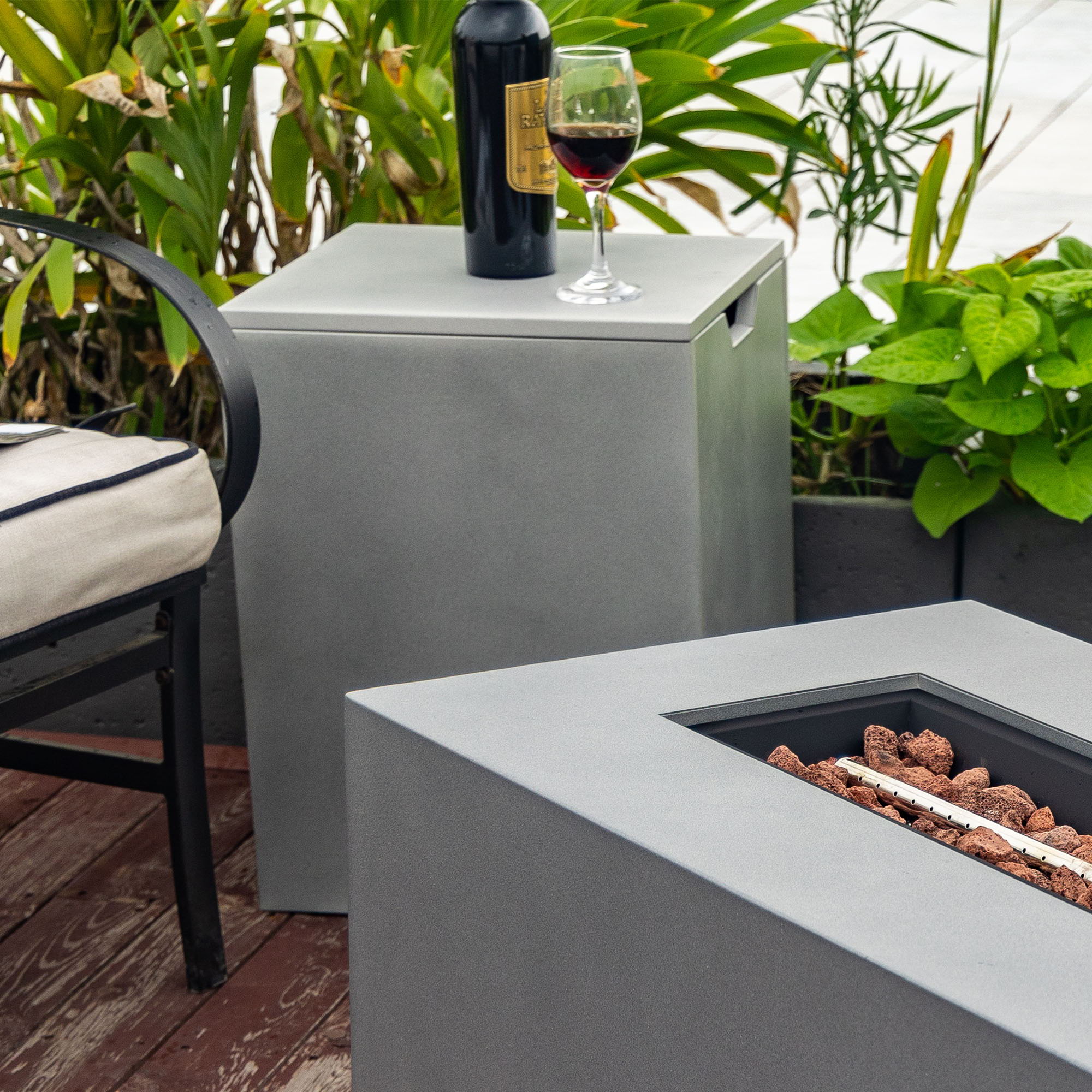 42" Propane Gas Fire Pit Table, 50000 Btu Rectangular Steel Fire Pit With Glass Wind Guard For Outside Patio Deck Garden Courtyard - Gray - Best Buy Furniture