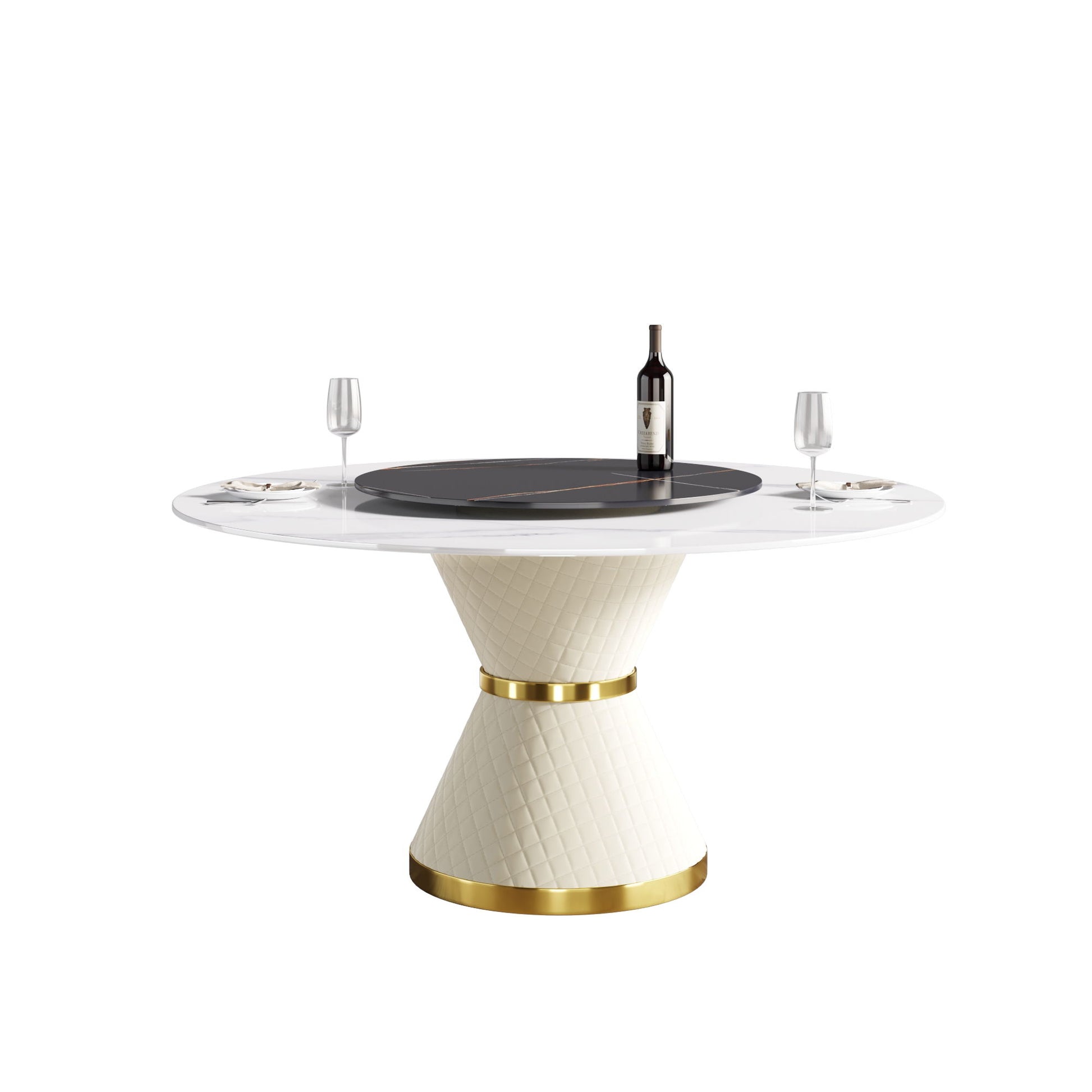 Modern Artificial Stone Round Carbon Steel Base Dining Table, Artificial Stone Turntable - Best Buy Furniture