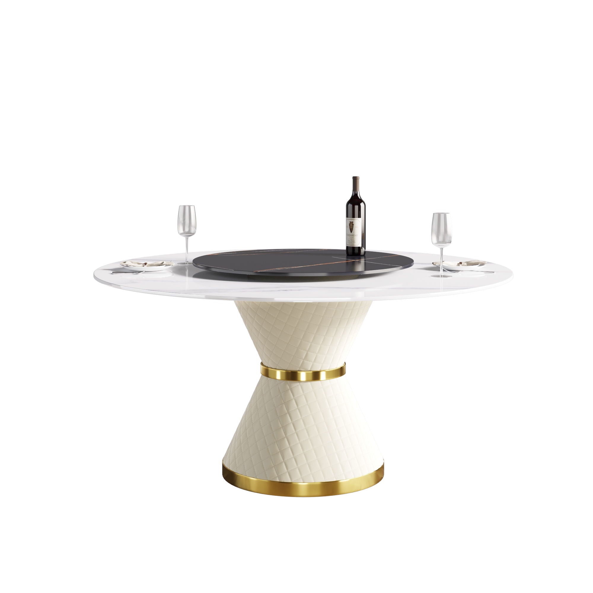 Modern Artificial Stone Round Carbon Steel Base Dining Table, Artificial Stone Turntable - Best Buy Furniture