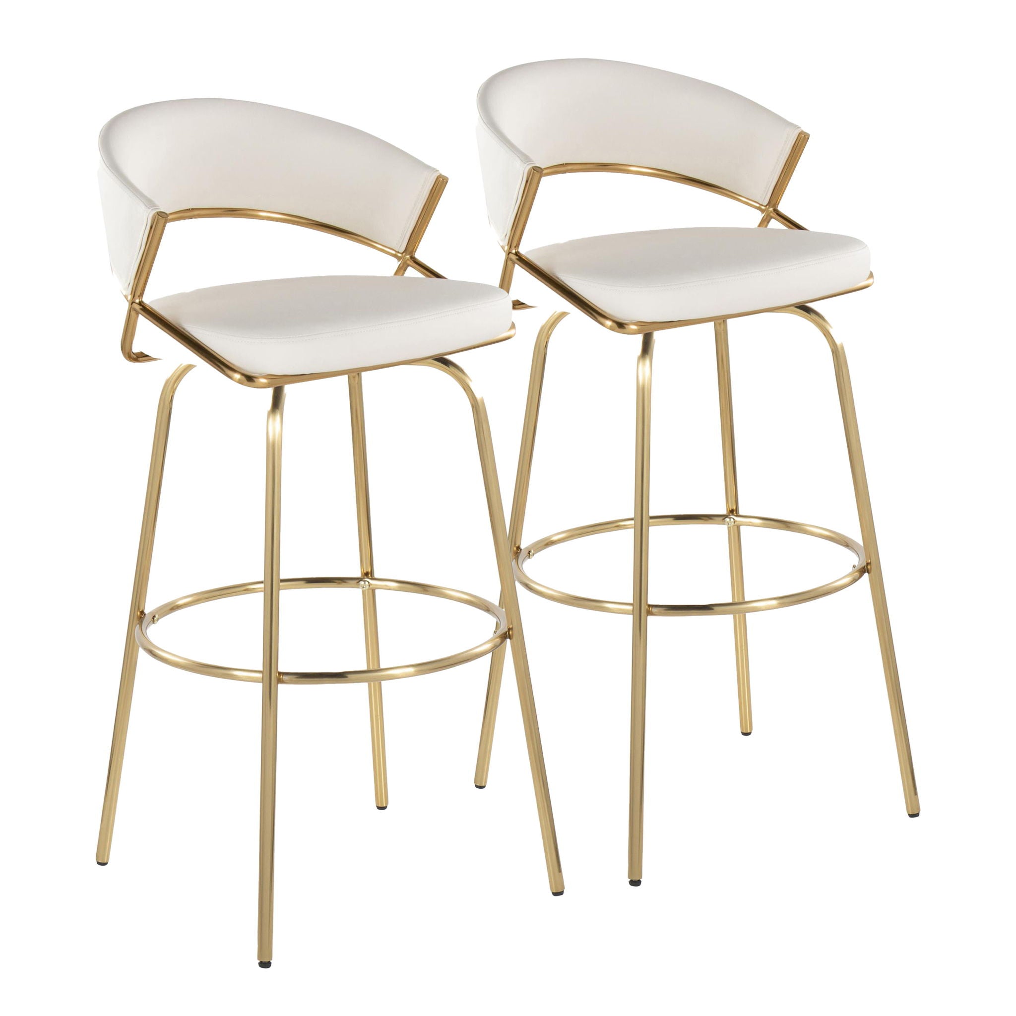 Jie - Fixed Height Contemporary Barstool With Swivel With Round Footrest (Set of 2) - Best Buy Furniture