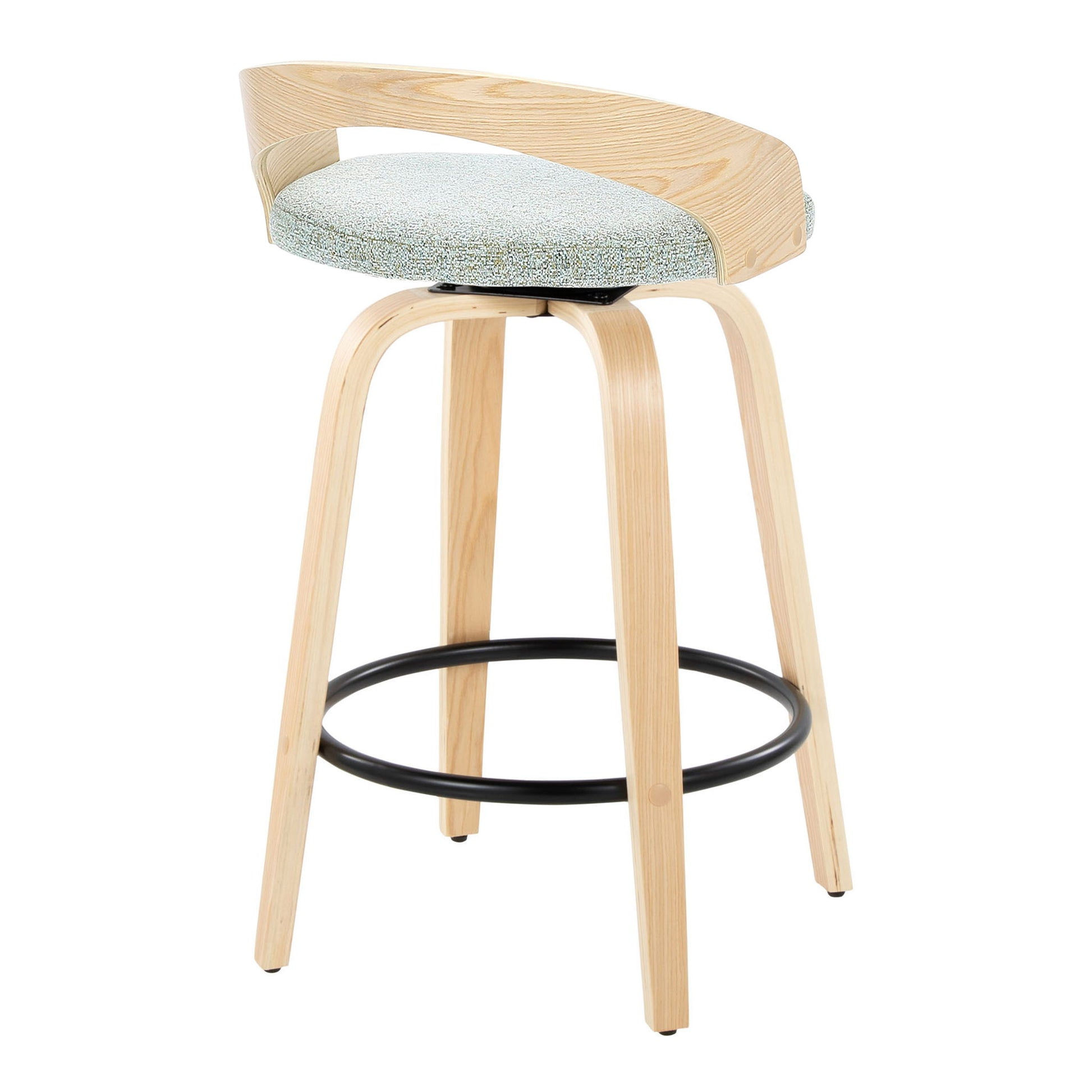 Grotto - Mid-Century Modern Fixed Height Counter Stool Swivel &h Round Footrest - Best Buy Furniture