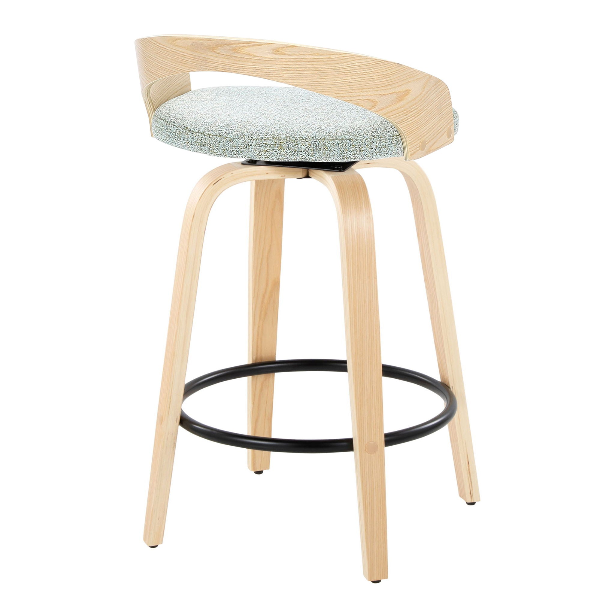 Grotto - Mid-Century Modern Fixed Height Counter Stool Swivel &h Round Footrest - Best Buy Furniture