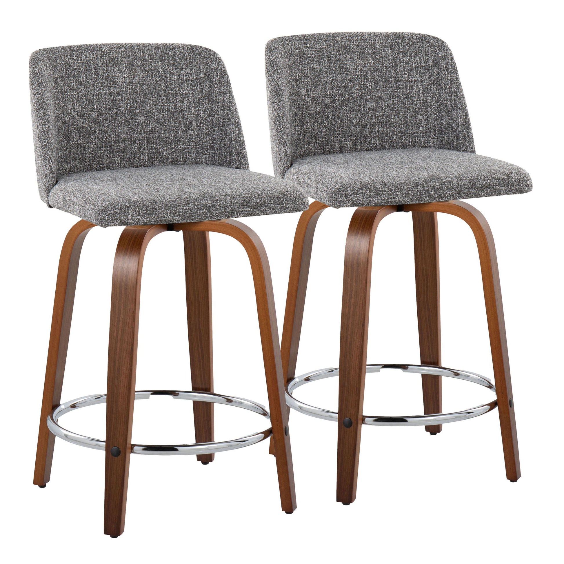Toriano - Mid Century Modern Fixed Height Counter Stool With Swivel With Round Footrest (Set of 2) - Best Buy Furniture